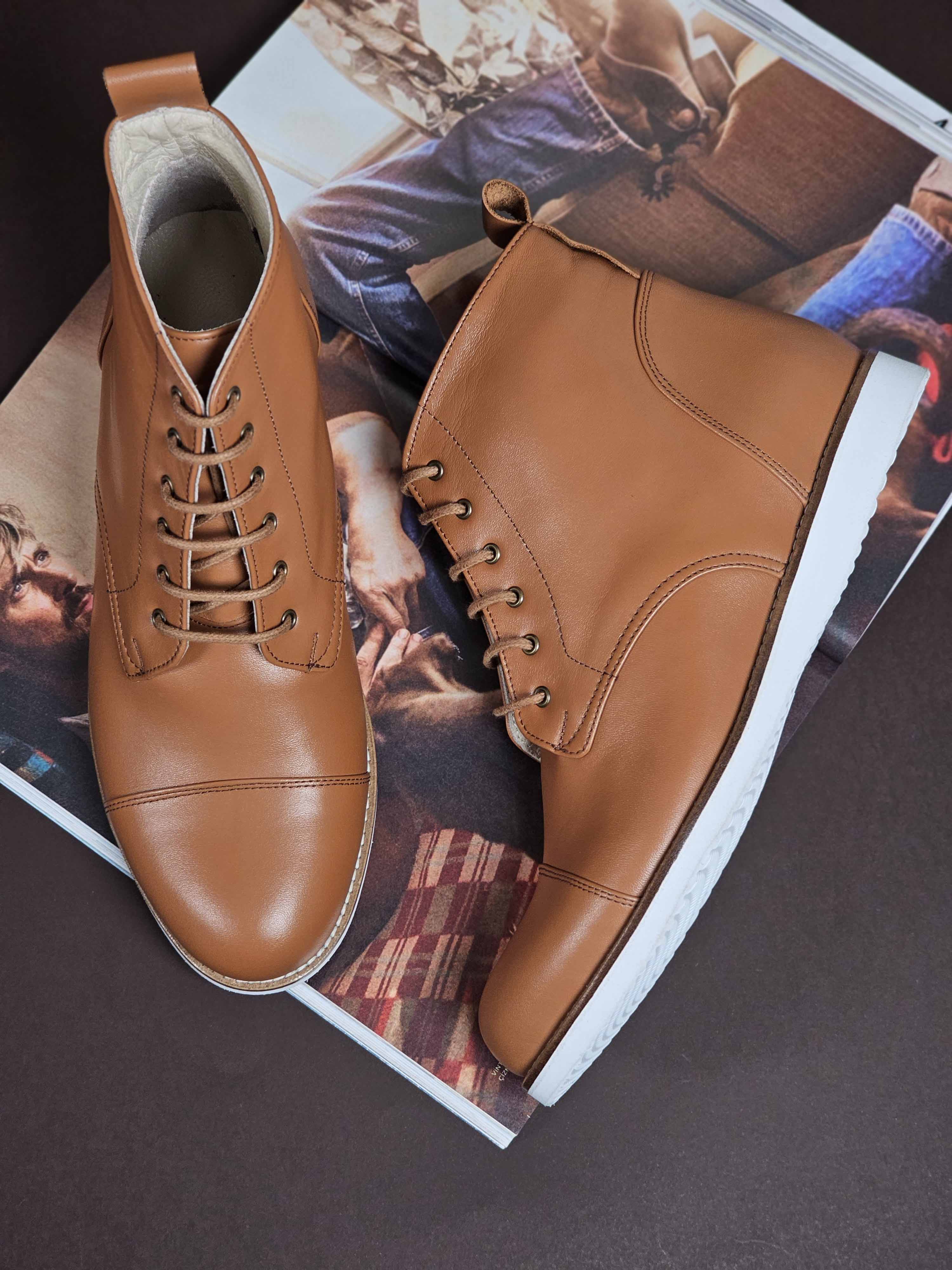 Derby Boots Light Brown Leather with Eva Sole
