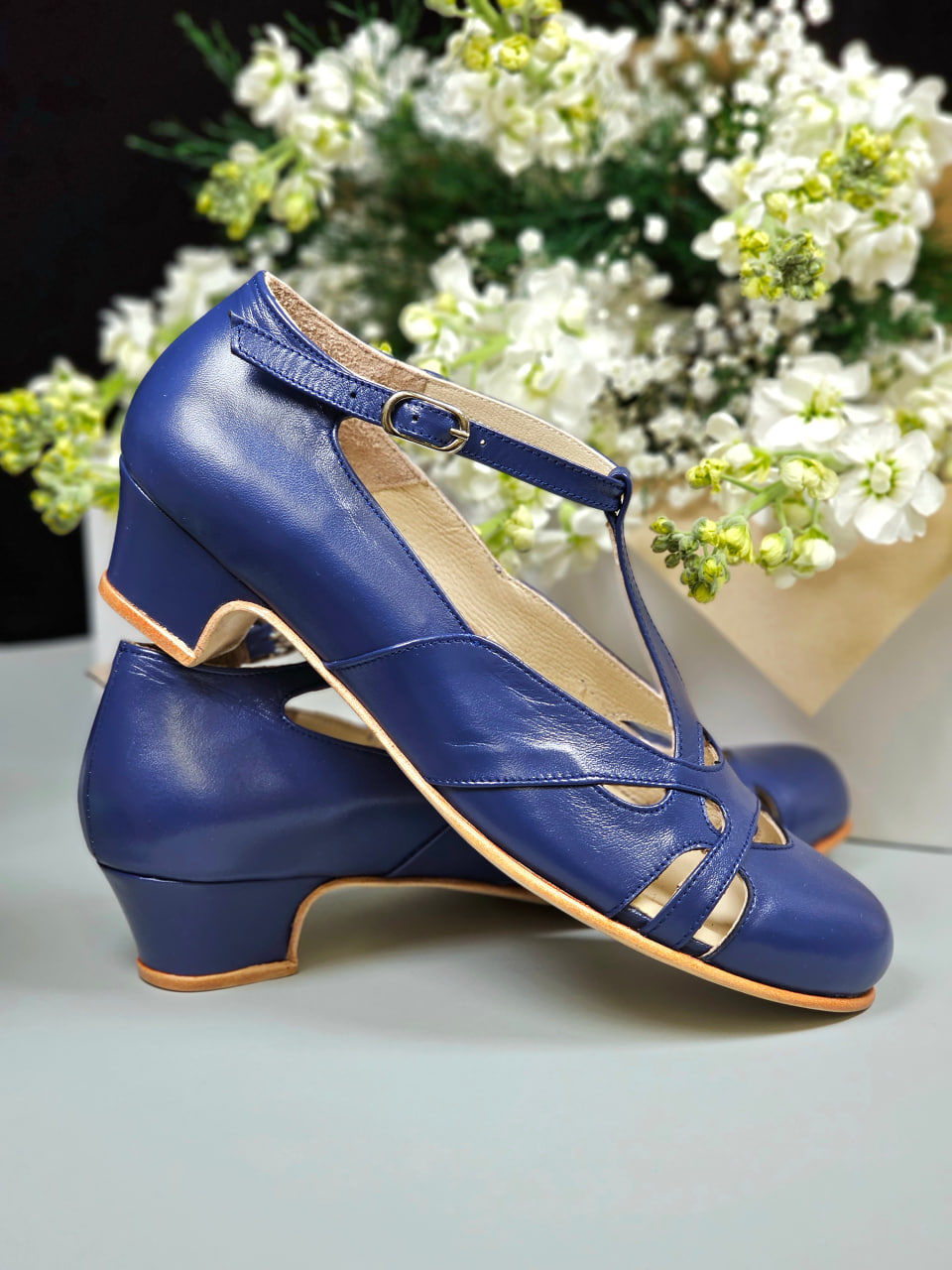 Spring Blue Leather 4 cm heel
