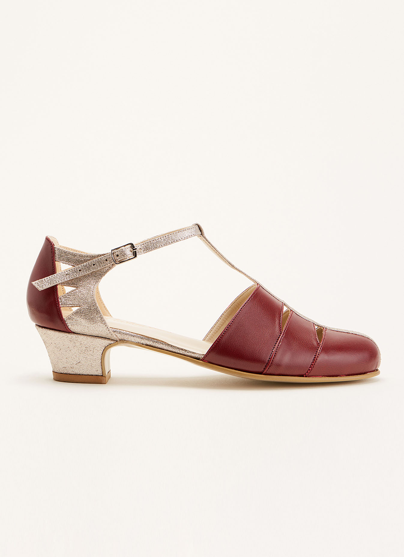 Harmony Vegan Bordeaux Leather & Shiny Textile 4 cm heel