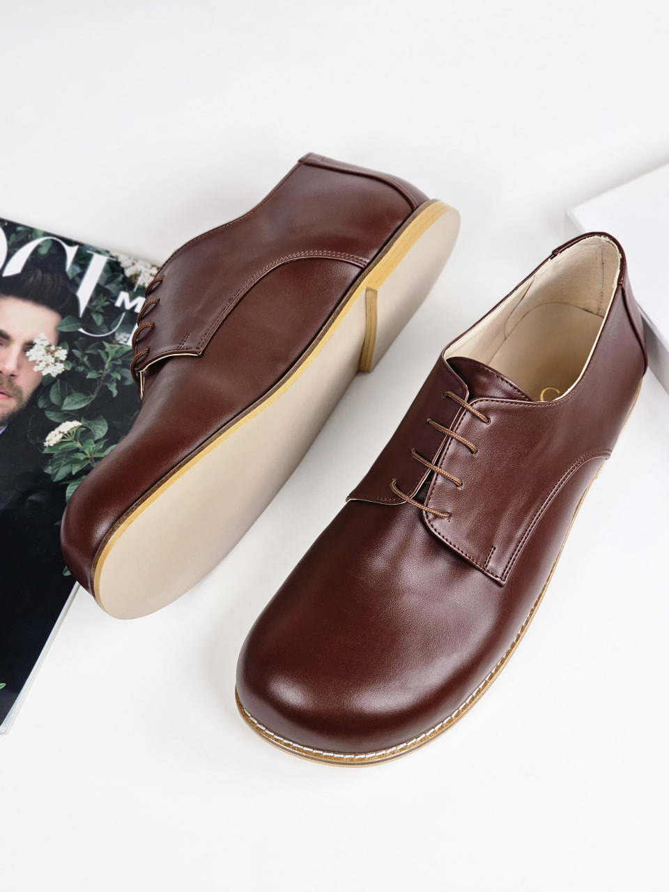 Barefoot Frankie Vegan Brown Leather 1 cm heel