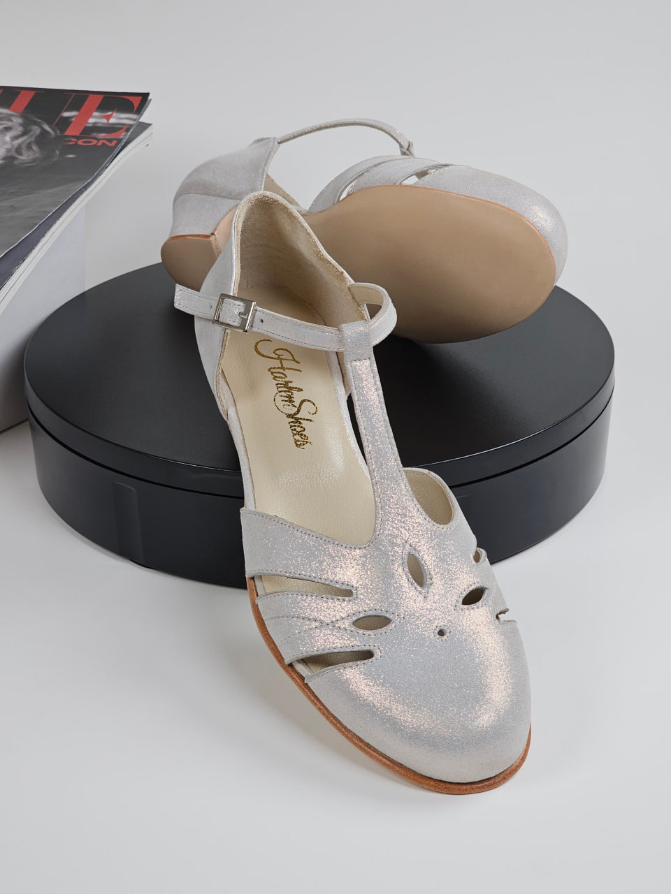 Rosy Shiny Cream Leather 3 cm heel