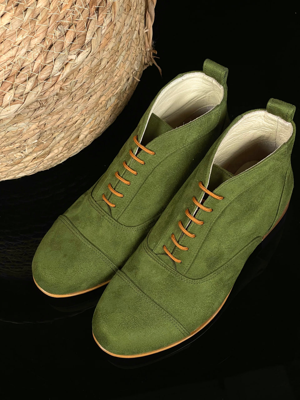 Smooth Boots Vegan Green Textile 2 cm heel