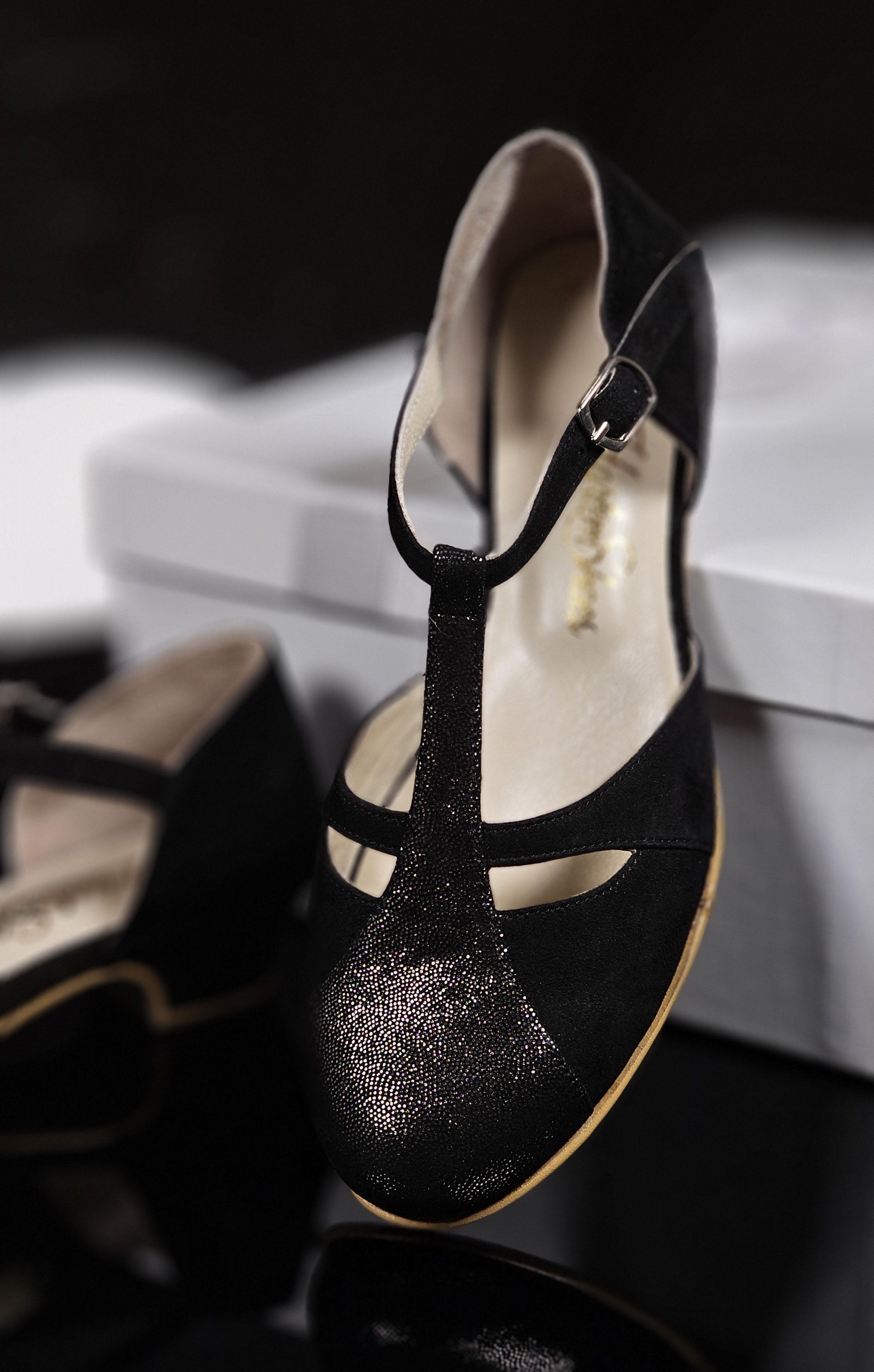 Isabel Black & Silver Rain Suede 3 cm heel