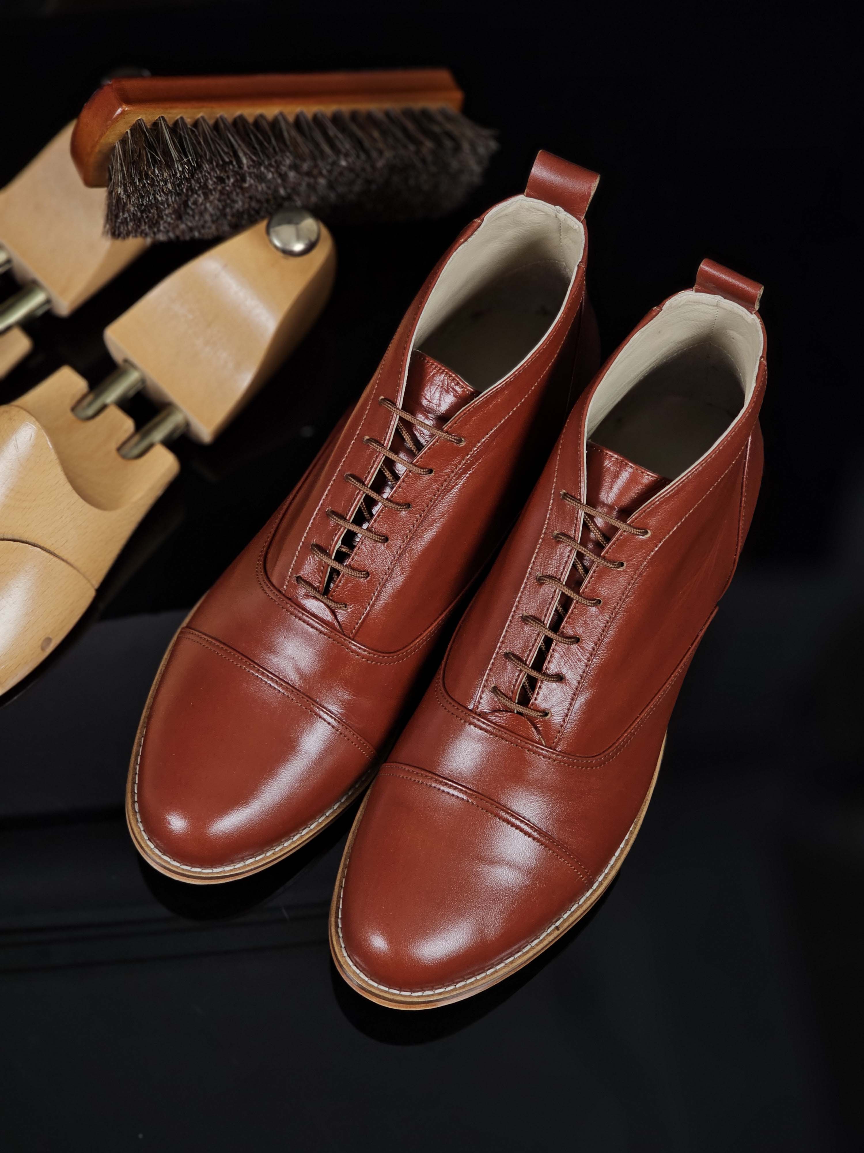 Smooth Boots Brown Leather 2 cm heel