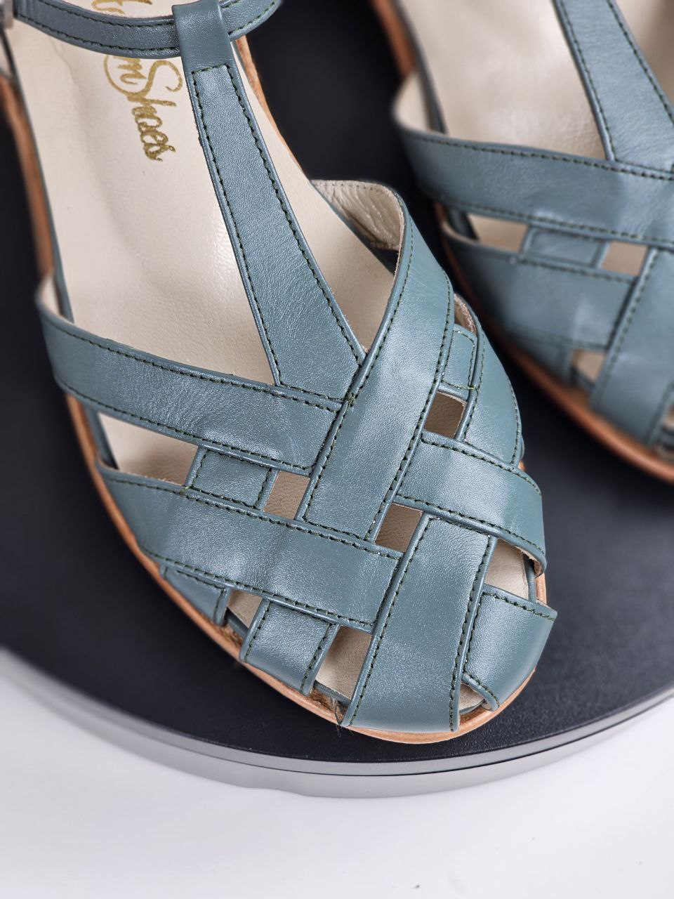Summer Teal Green Leather 1.5 cm heel