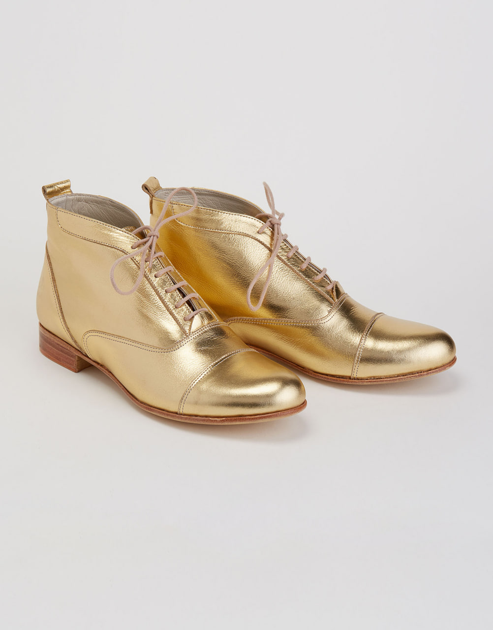 Smooth Boots Gold Leather 2 cm heel