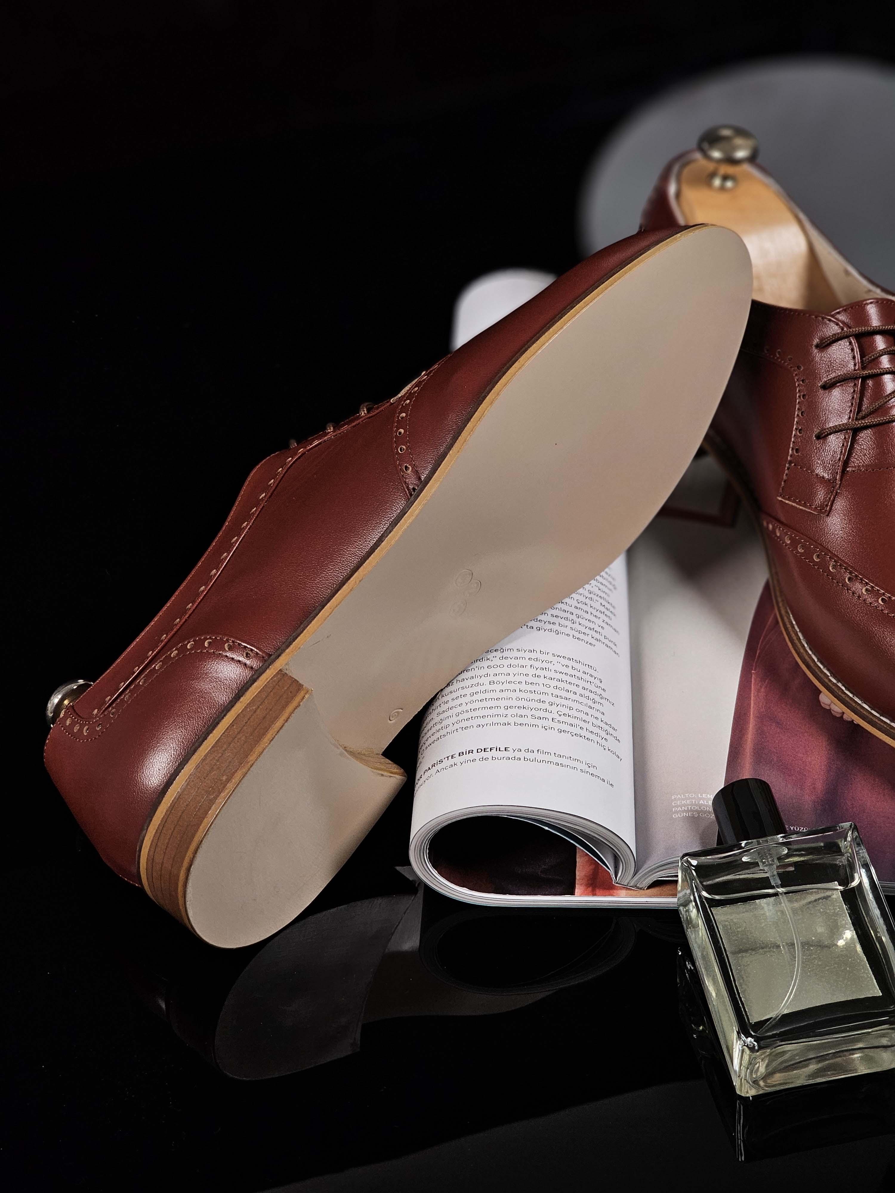 Men Oxfords Brown Leather 2 cm heel