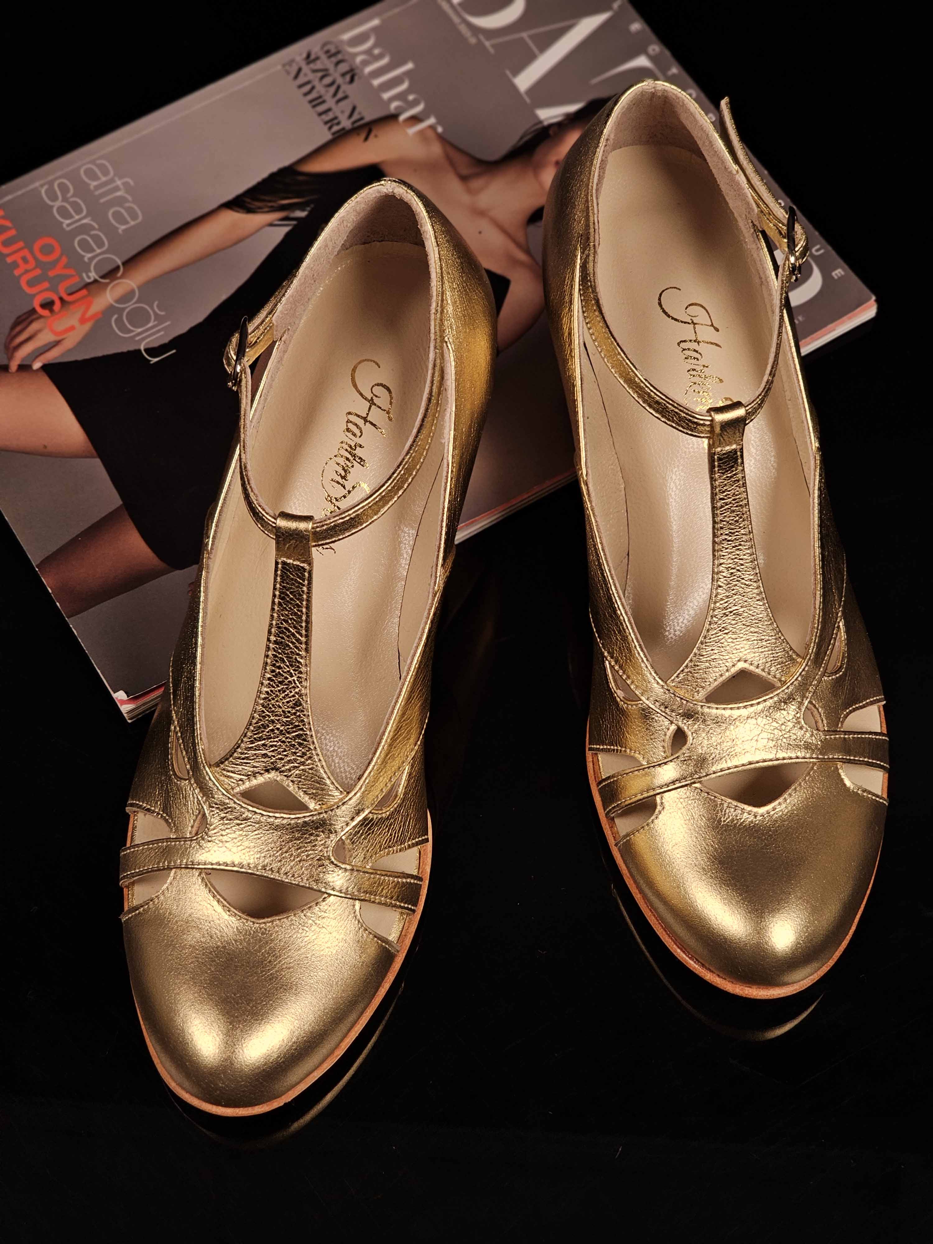 Spring Gold Leather 6 cm heel