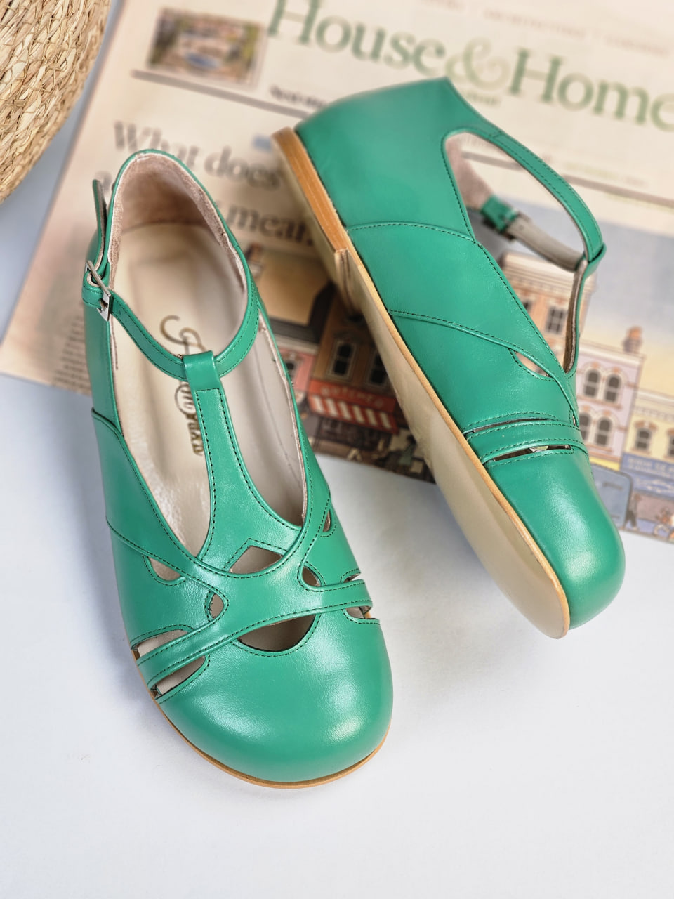 Barefoot Spring Apple Green Leather 0.5 cm heel
