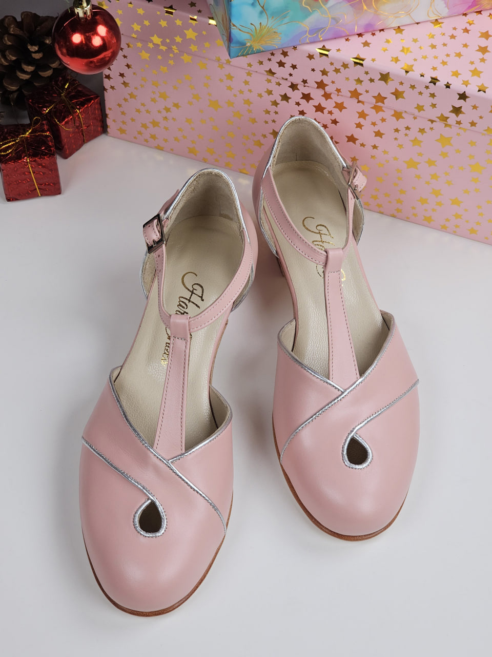 Muse Pink Leather With Silver Lines 4 cm heel