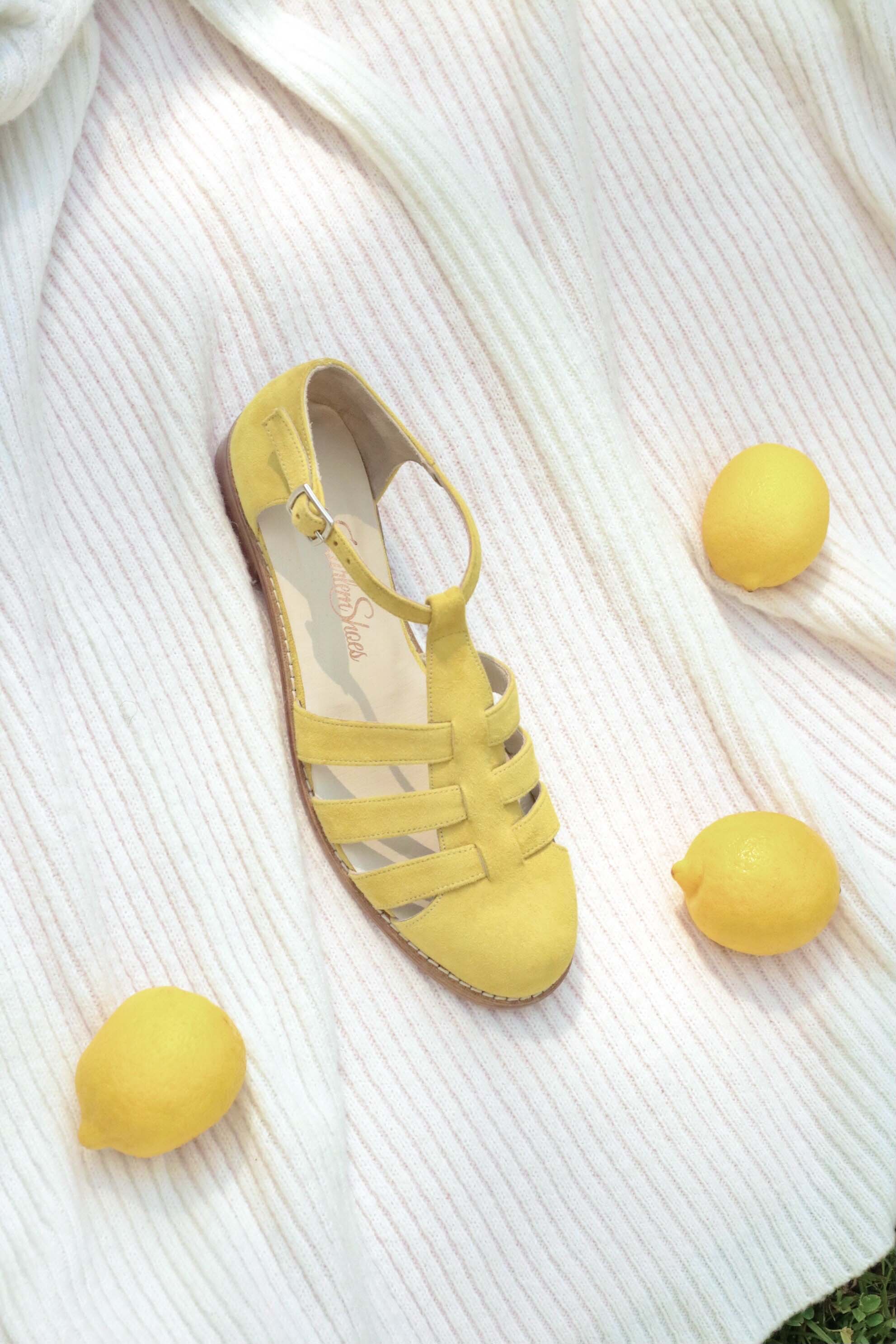 Sandals Yellow Suede 2 cm heel