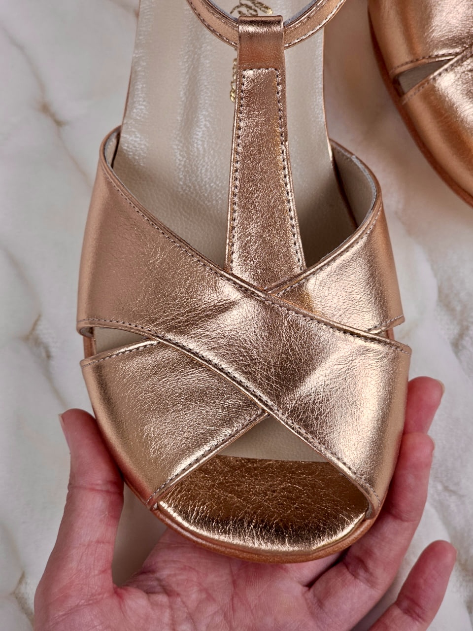 Barefoot Doris Rose Gold Leather 6 cm heel