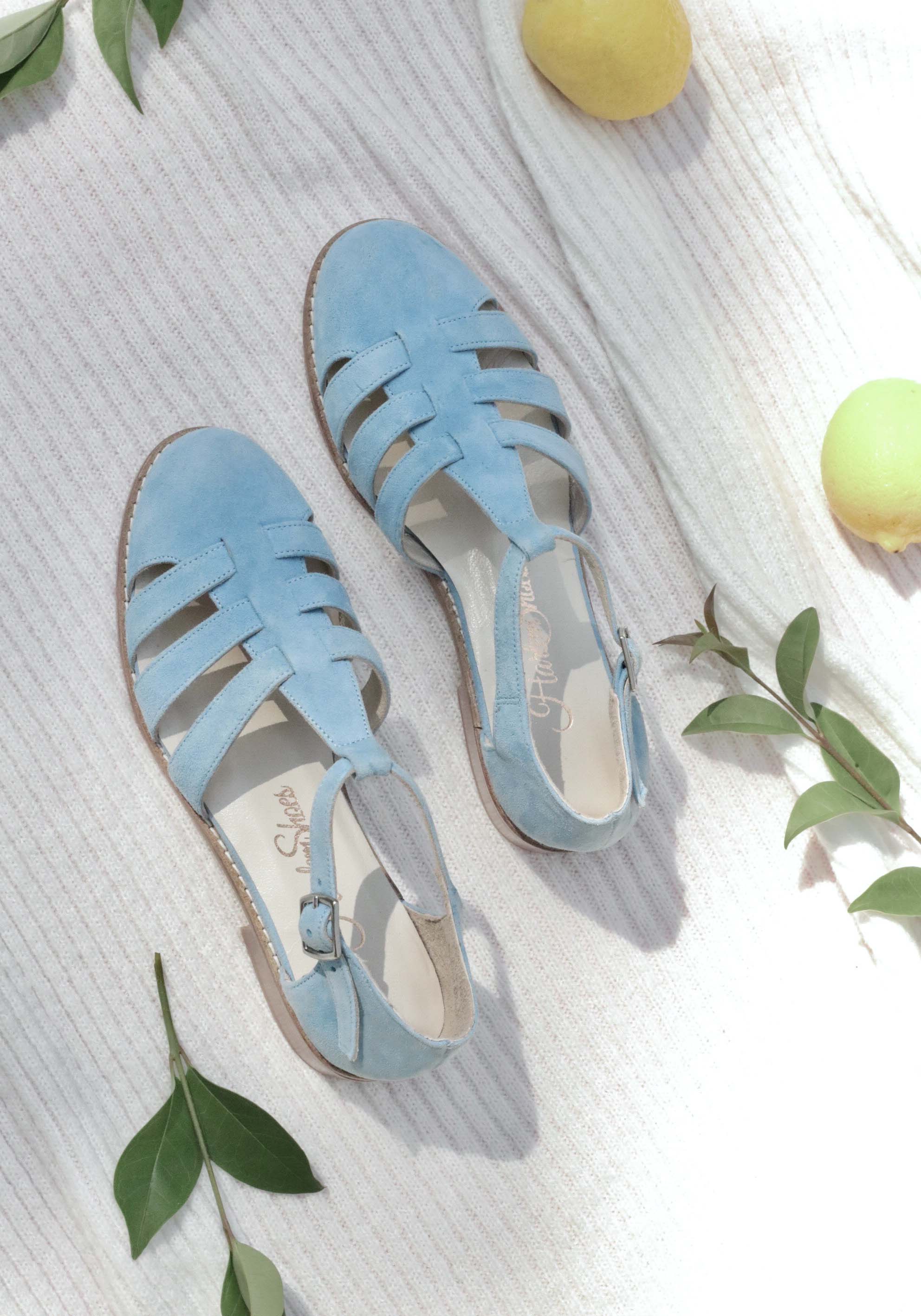 Sandals Baby Blue Suede 2 cm heel