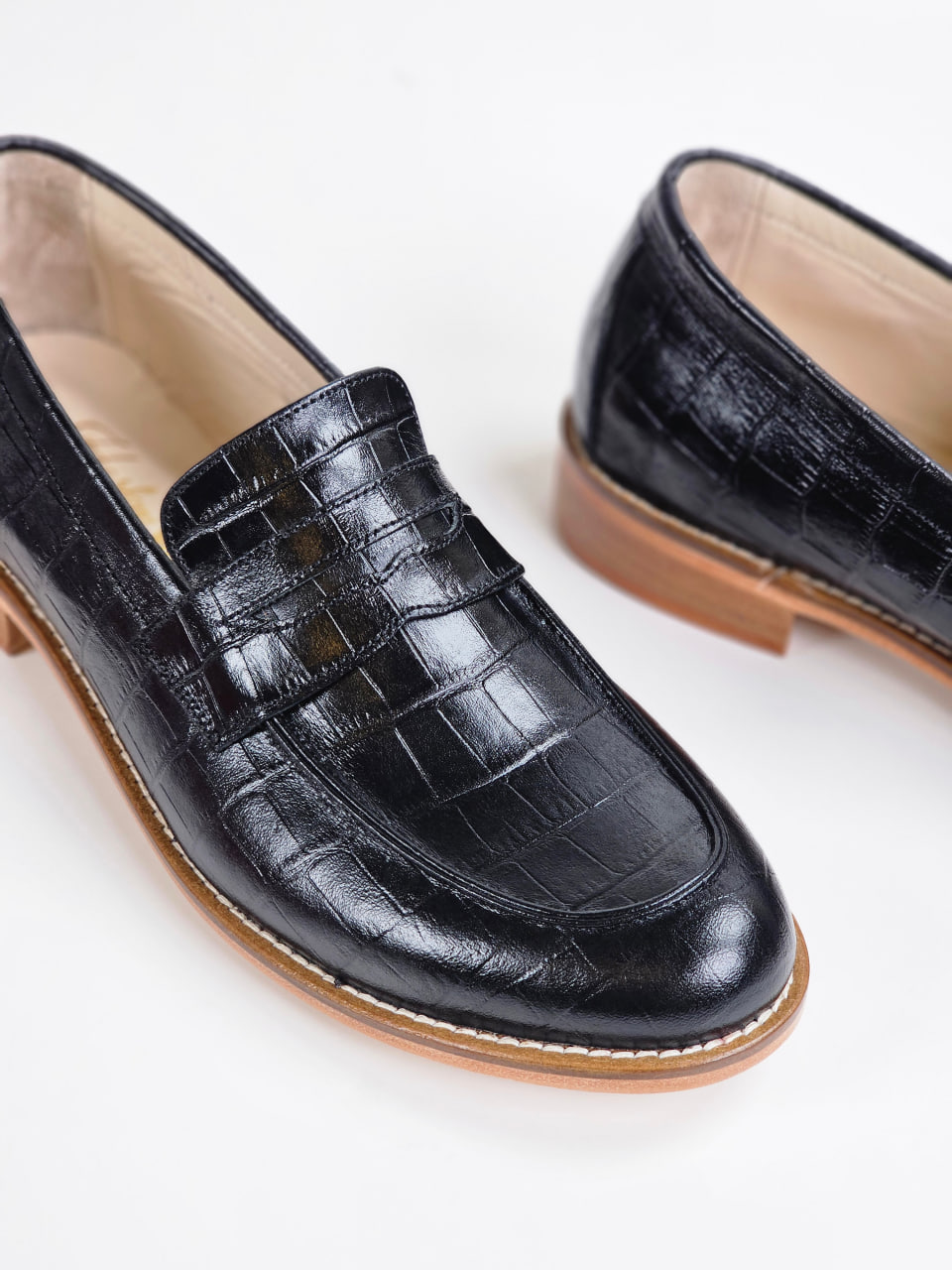 Loafers Black Stone Printed Leather 2 cm heel
