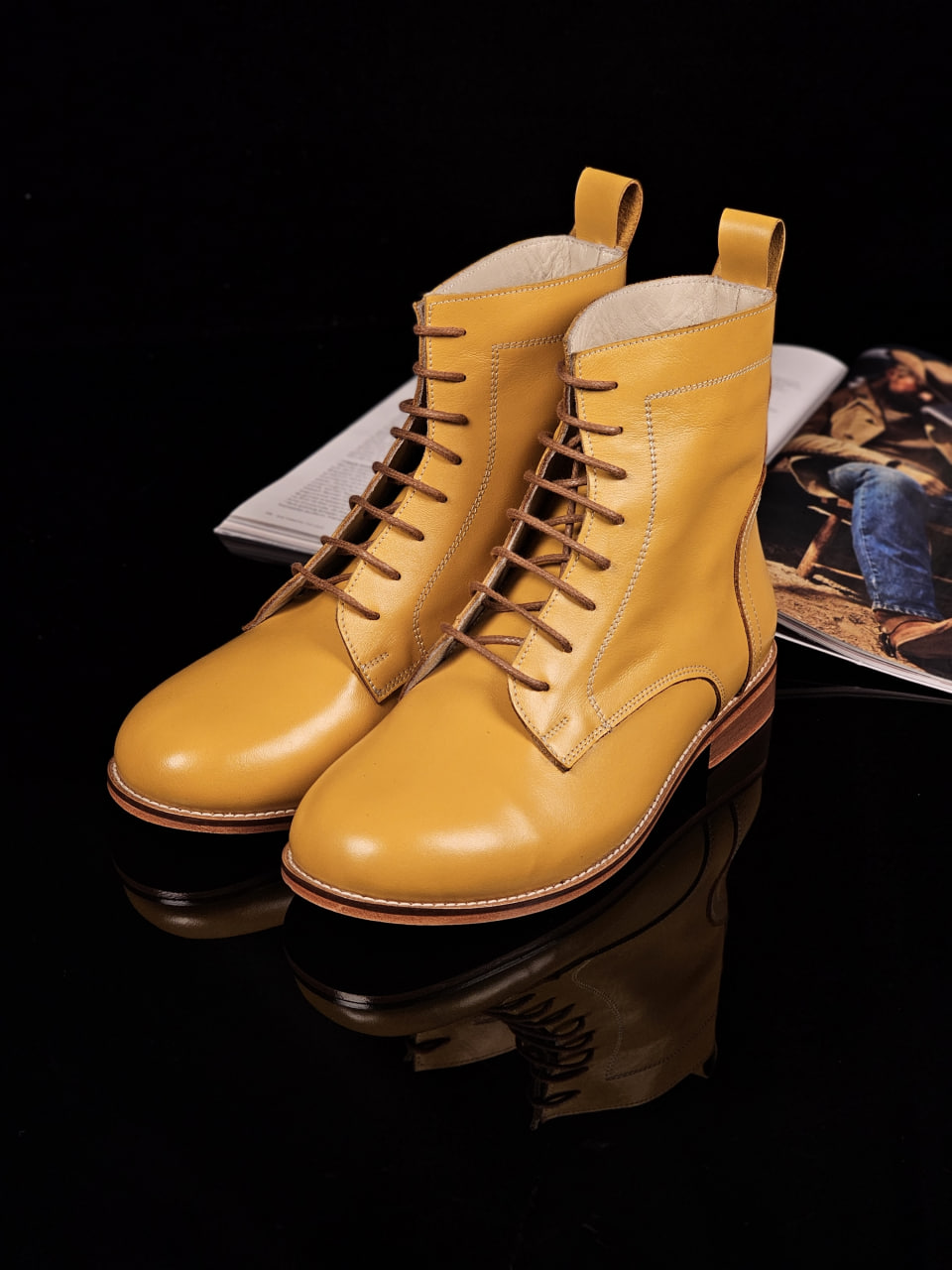 Harlem Boots Yellow Leather 2 cm heel