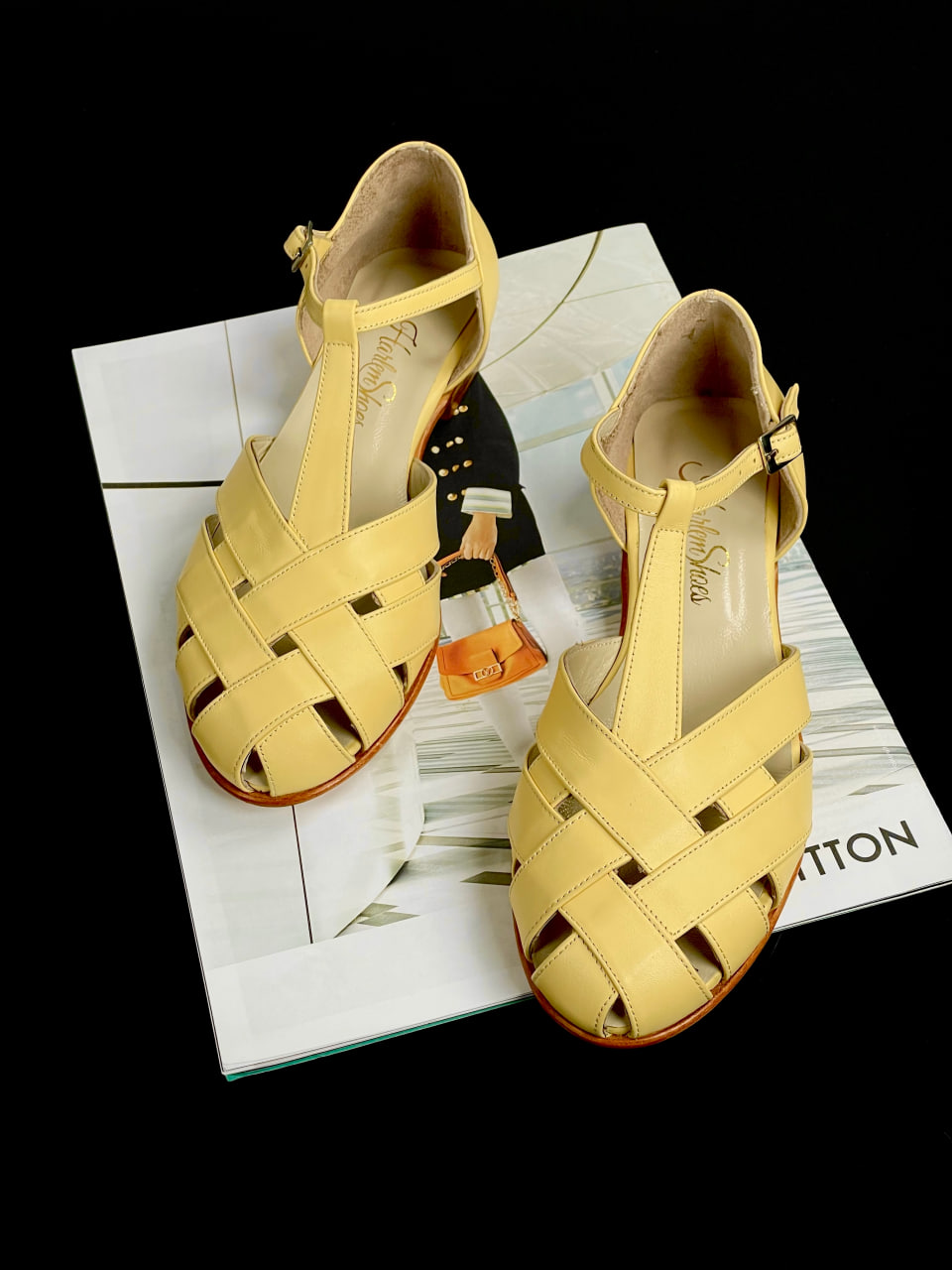 Summer Lemon Yellow leather 1.5 cm heel