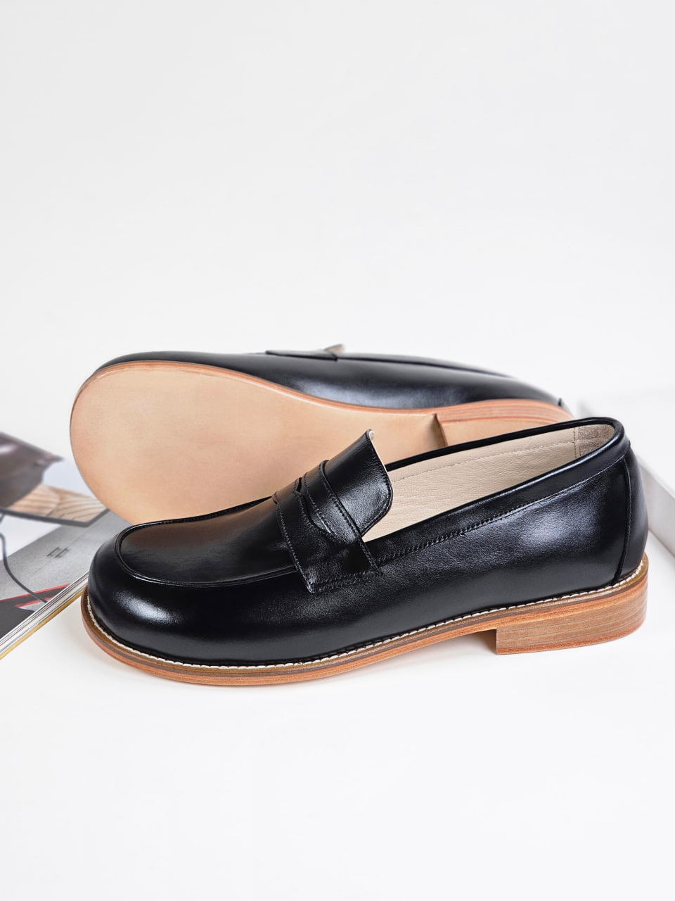 Barefoot Loafers Black Leather 2 cm heel