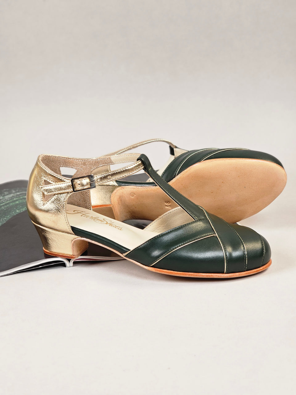 Sugar Jungle Green & Platinum Gold Leather 4 cm heel