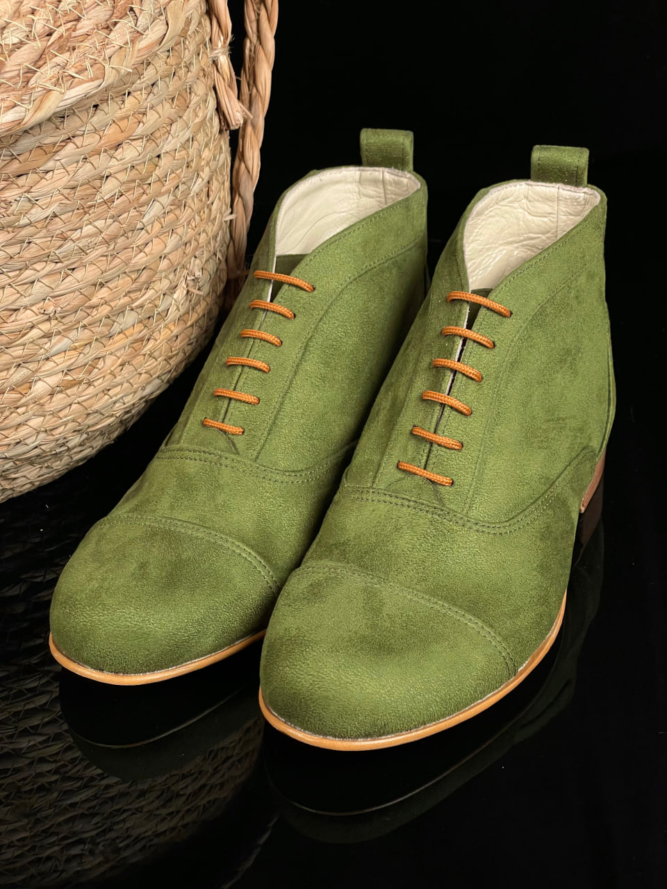 Smooth Boots Green Textile 2 cm heel