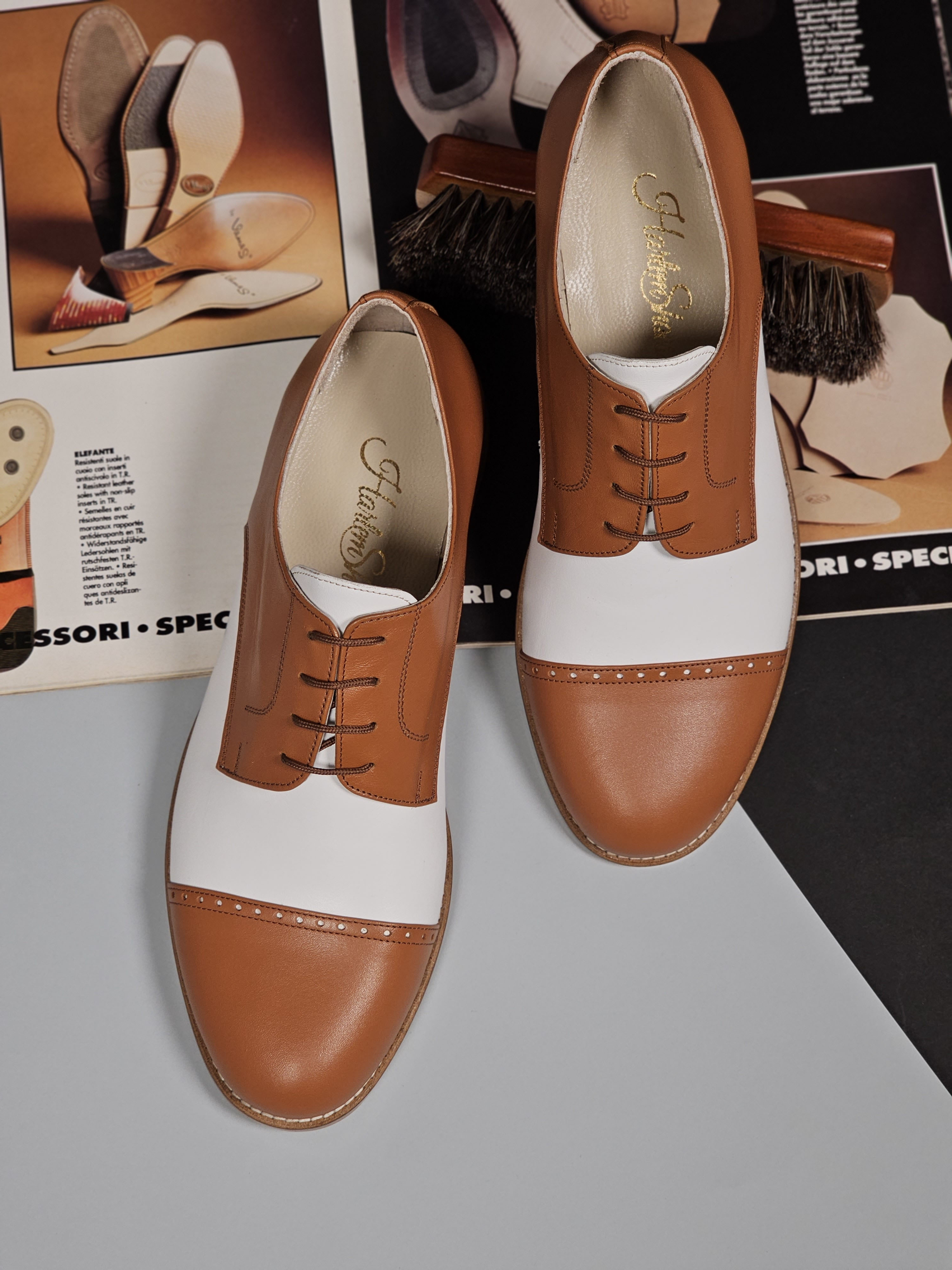California Light Brown & White Leather 2 cm heel