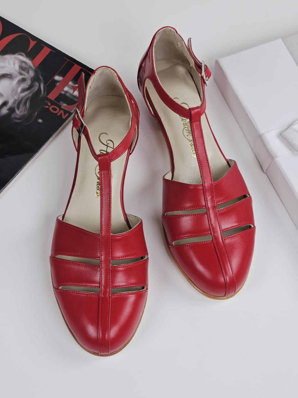 Harlem Shoes Harmony Red Leather 4 cm heel thumbnail 5