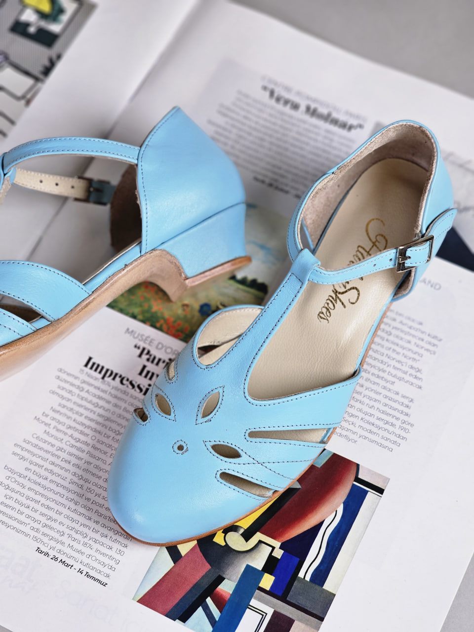 Rosy Baby Blue Leather 3 cm heel
