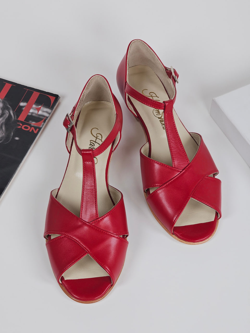 Doris Red Leather 4 cm heel