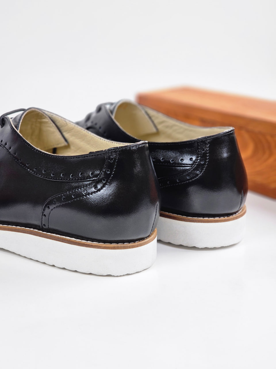 Men Oxfords Black Leather with Eva Sole