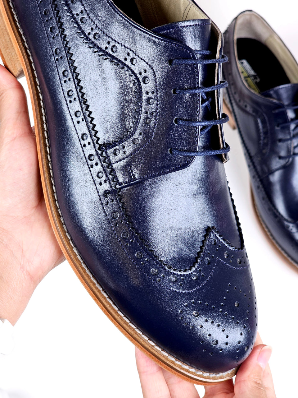 Broadway Slide Dark Blue Leather 2 cm heel