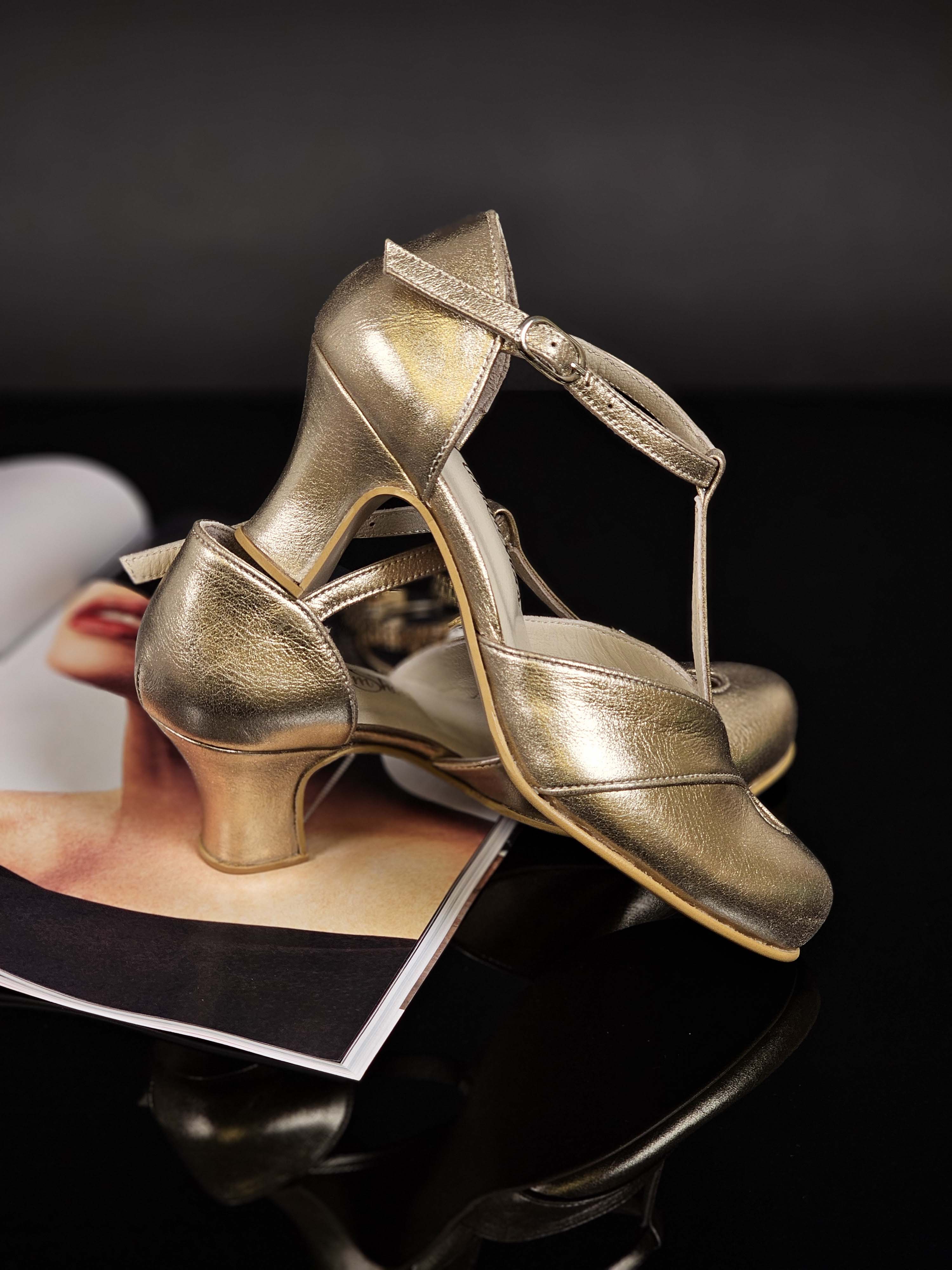 Muse Platinum Gold Leather 6 cm heel