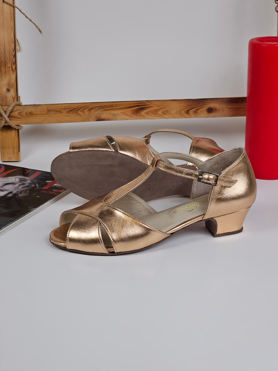 Doris Rose Gold Leather 4 cm heel