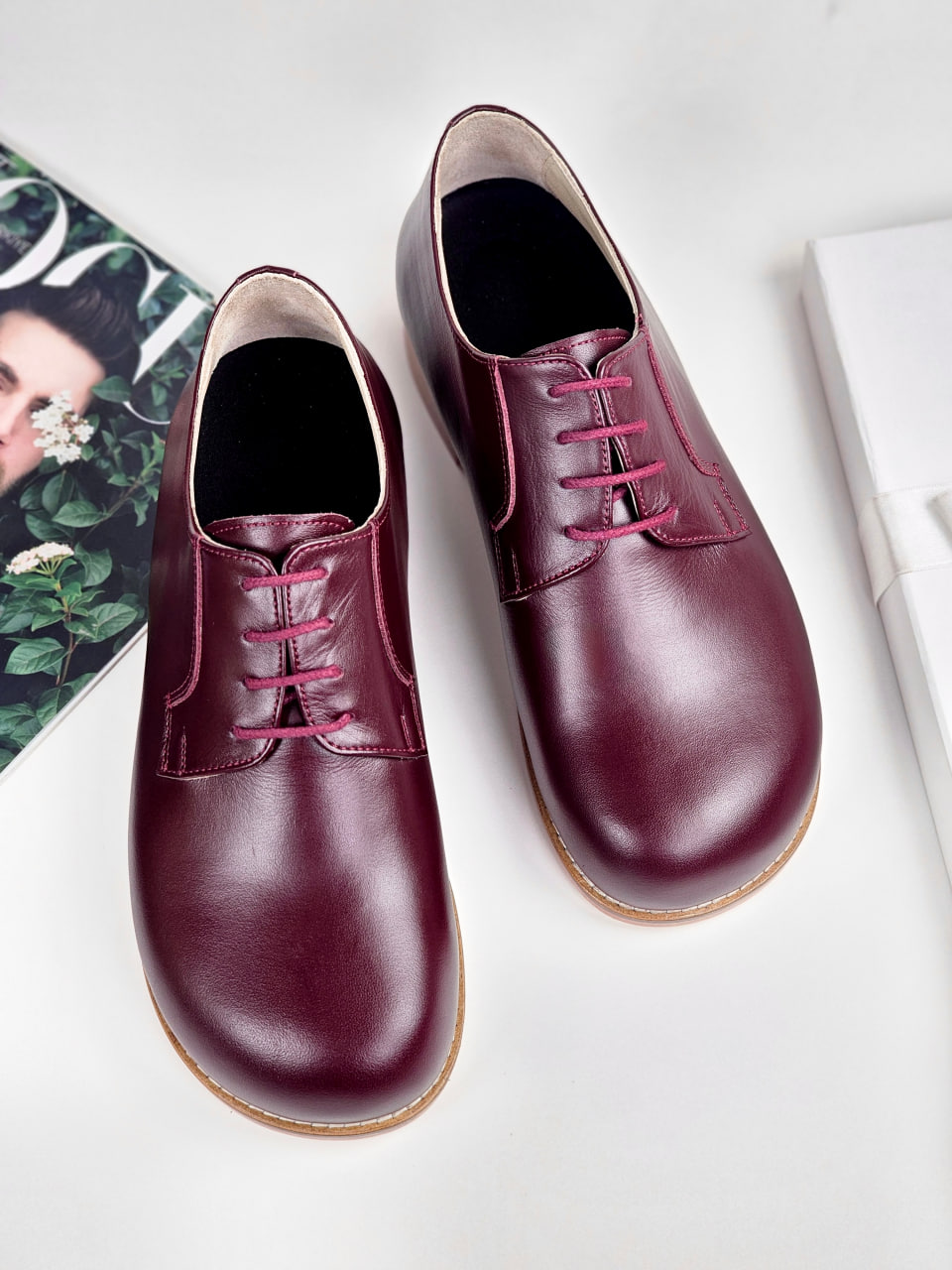 Barefoot Jazz Slide Bordeaux Leather 2 cm heel