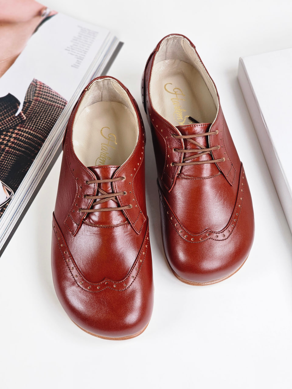 Barefoot Oxfords Brown Leather 2 cm heel