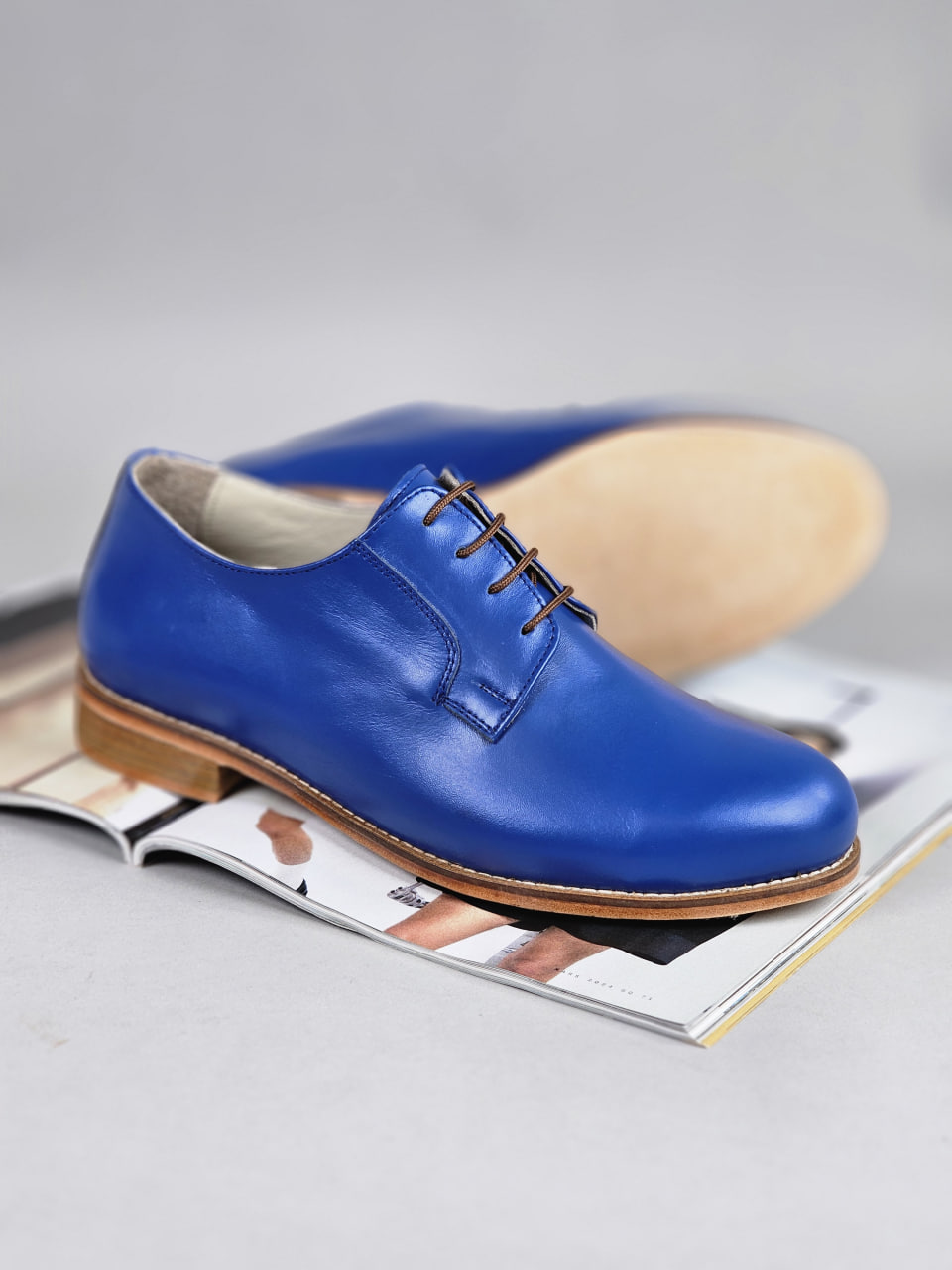 Jazz Slide Blue Leather 2 cm heel