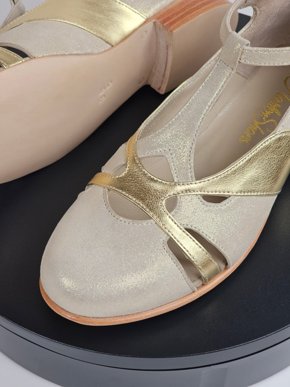 Spring Golden Suede & Gold Leather 2 cm heel