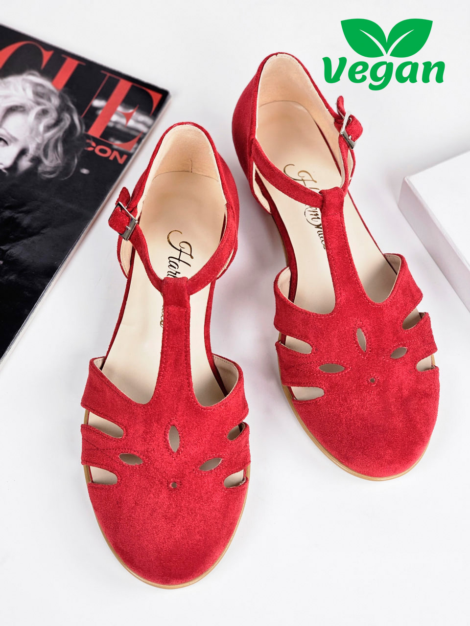 Rosy Vegan Red Textile 3 cm heel