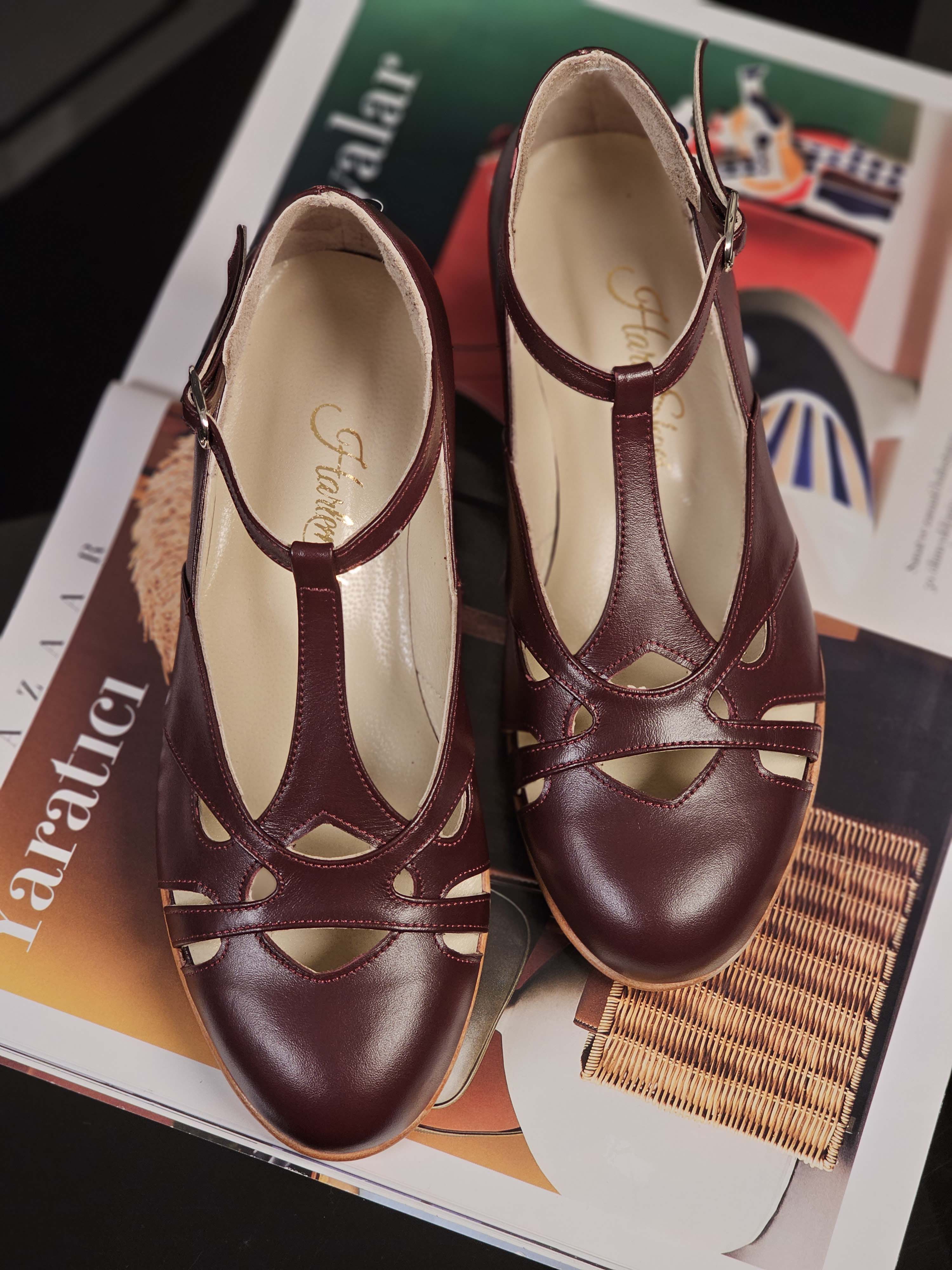 Spring Bordeaux Leather 4 cm heel