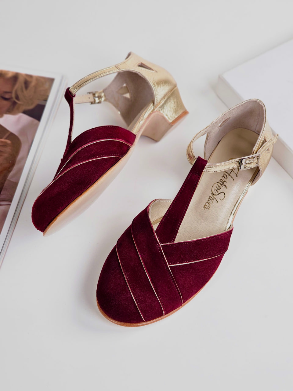 Sugar Bordeaux Suede & Platinum Leather 4 cm heel