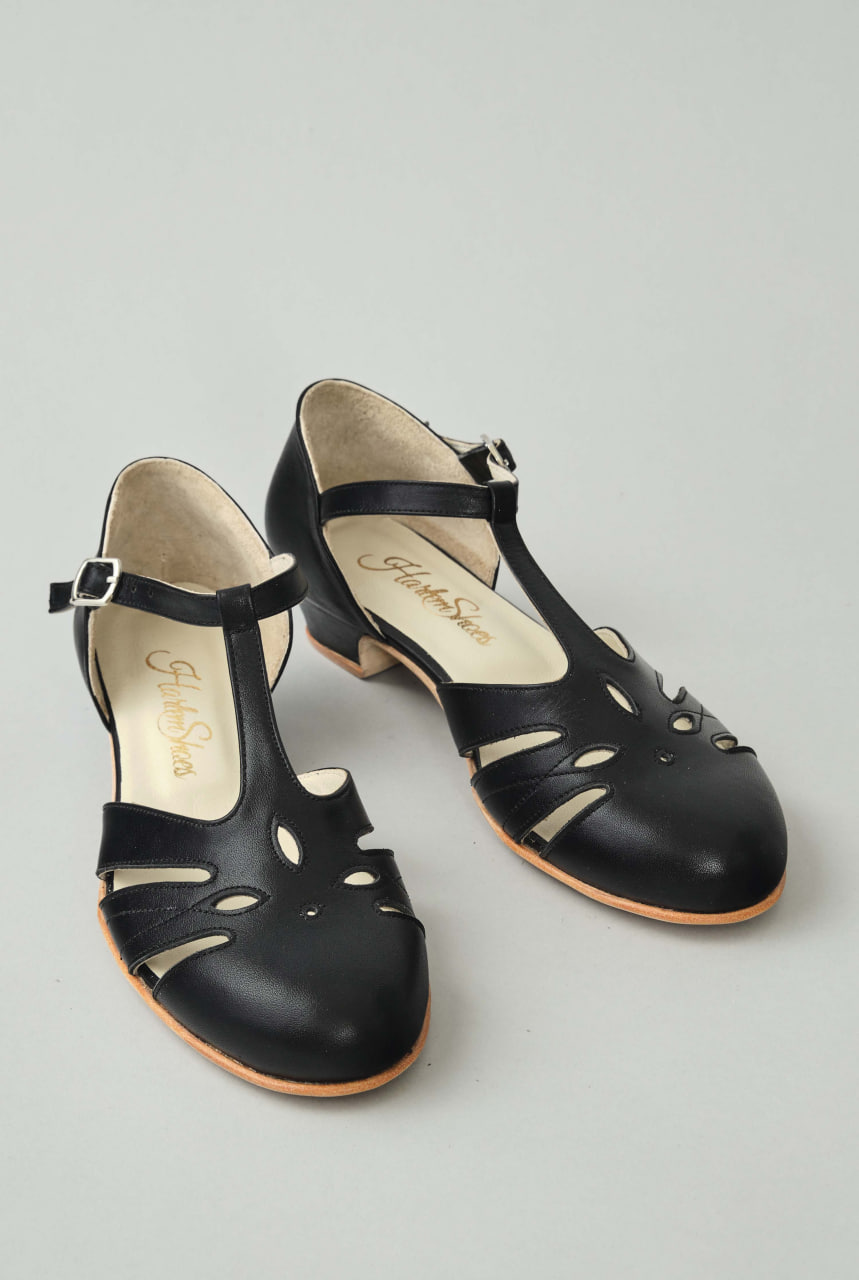 Rosy Black leather 3 cm heel