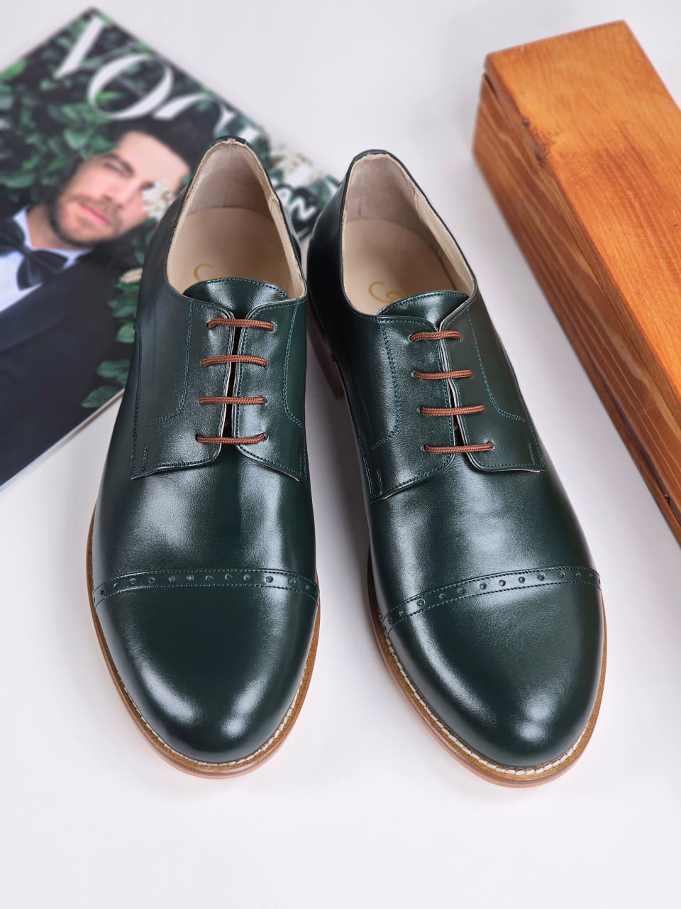 California Jungle Green Leather 2 cm heel