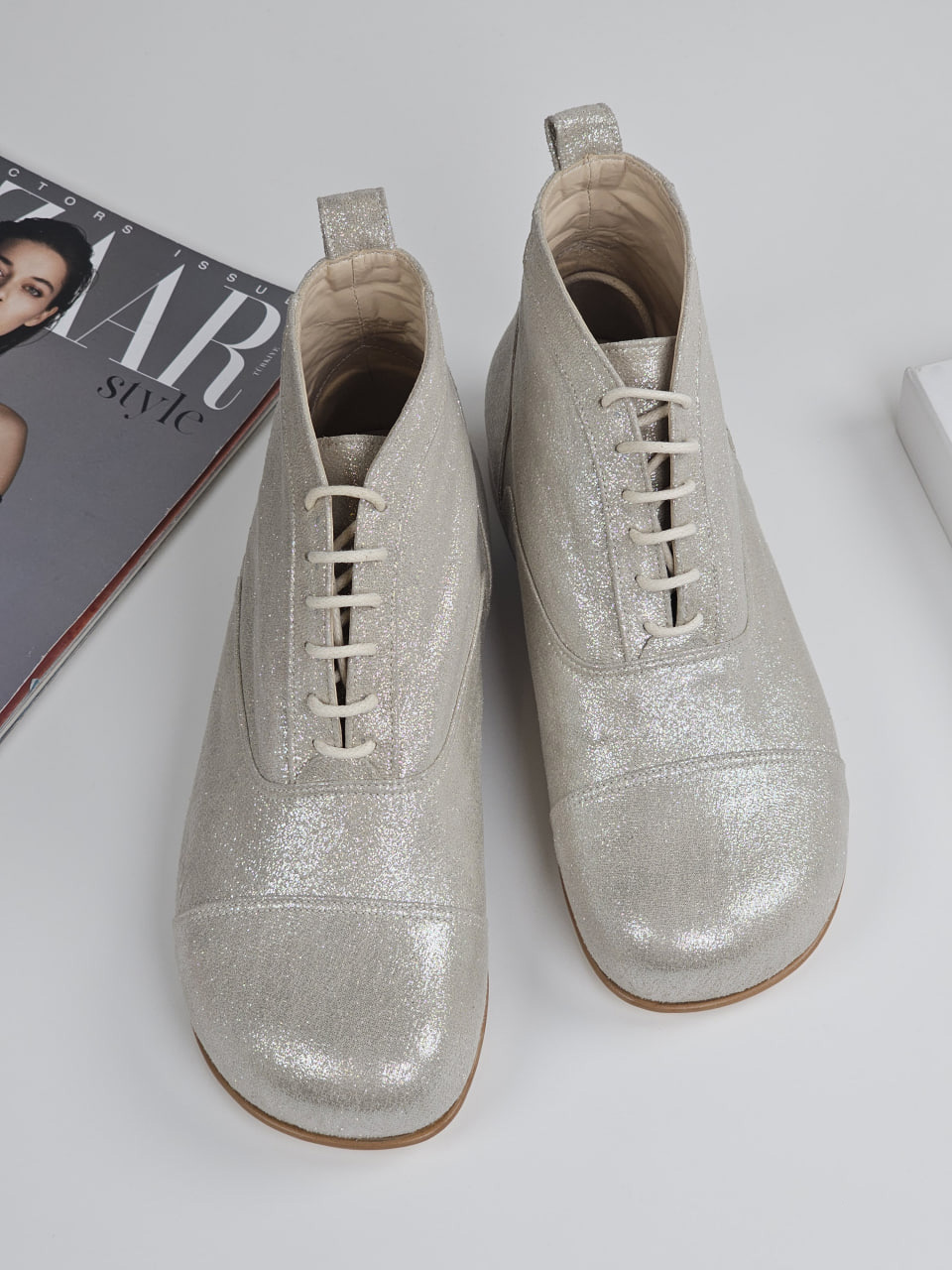 Barefoot Smooth Boots Vegan Shiny Textile 2 cm heel