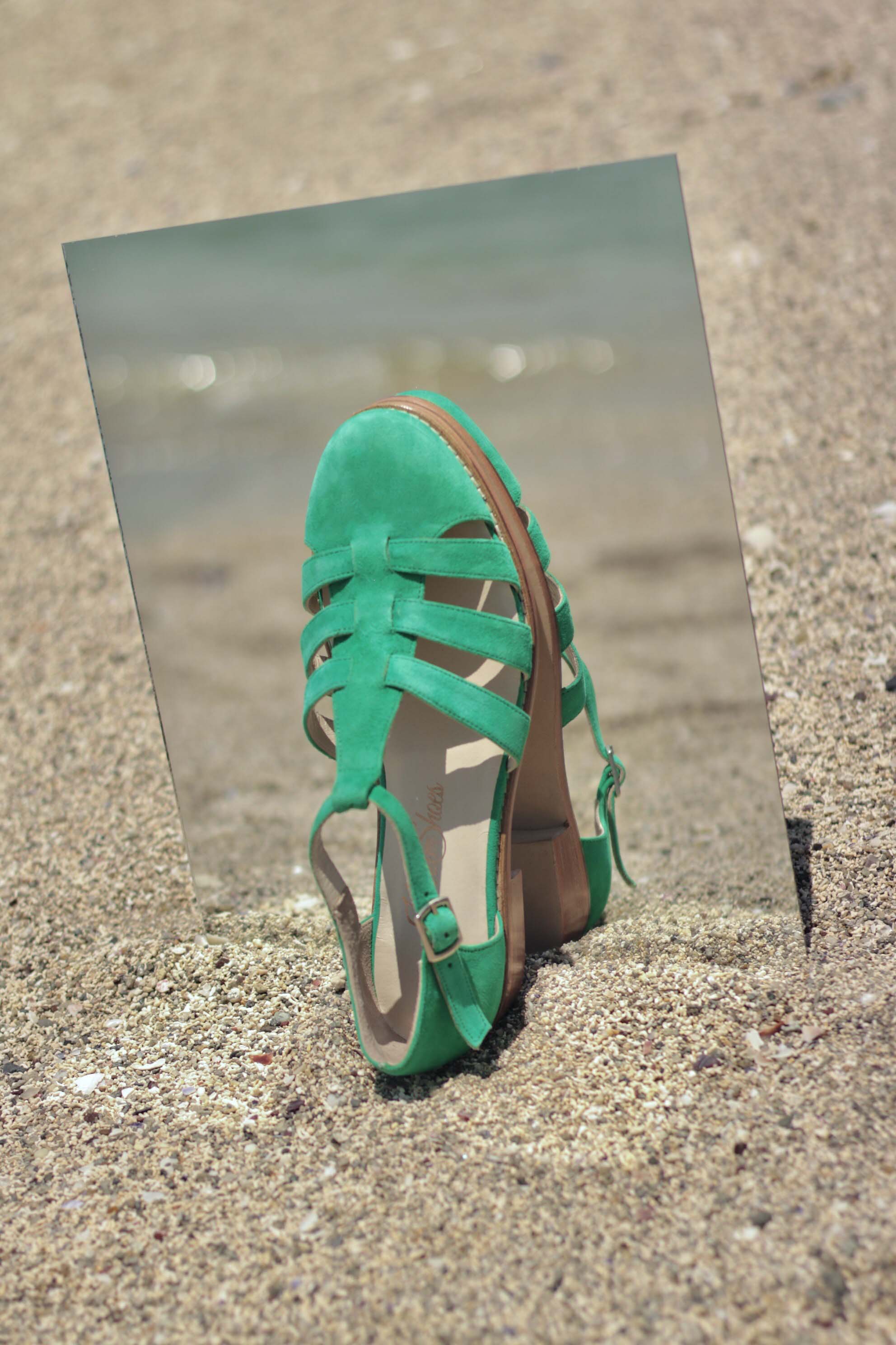 Sandals Grass Green Suede 2 cm heel