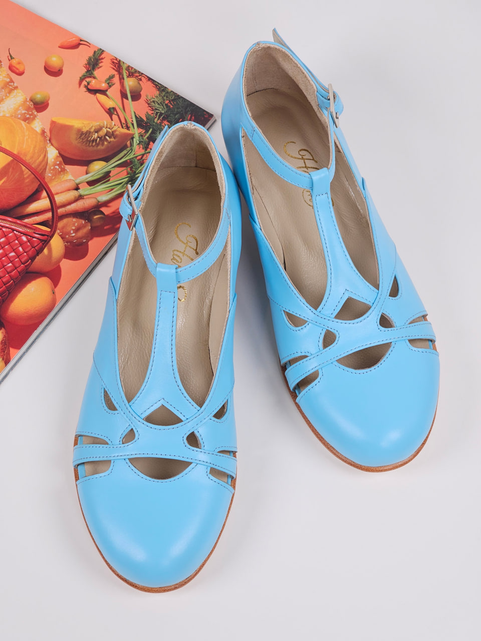 Spring Baby Blue Leather 2 cm heel