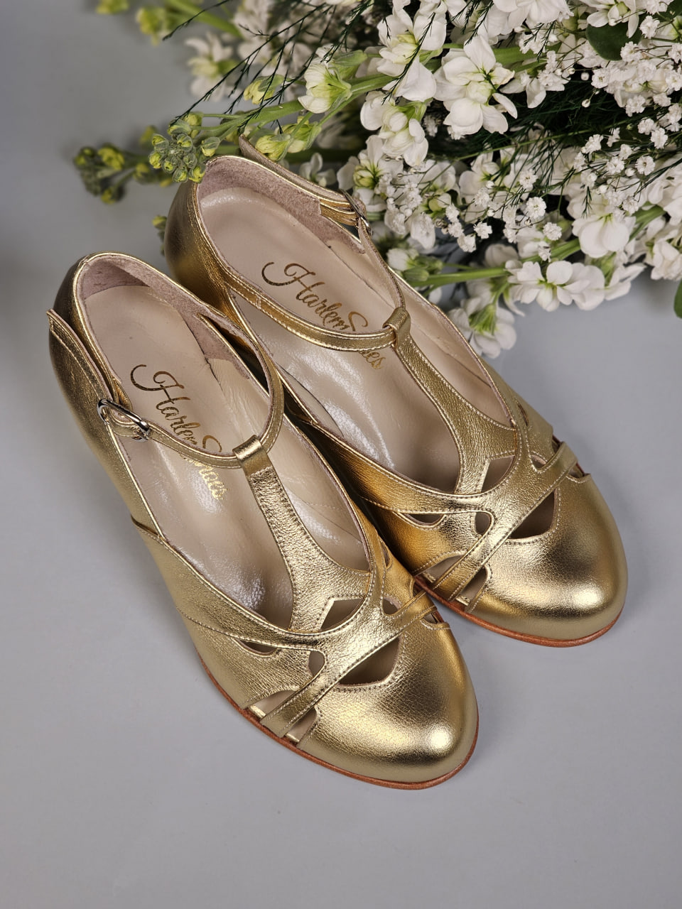 Spring Gold Leather 6 cm Balboa heel