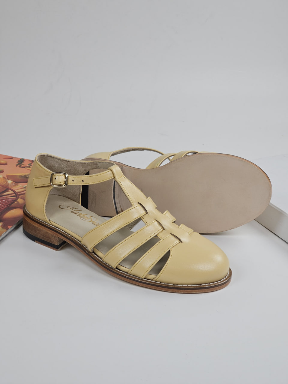 Sandals Lemon Yellow Leather 2 cm heel