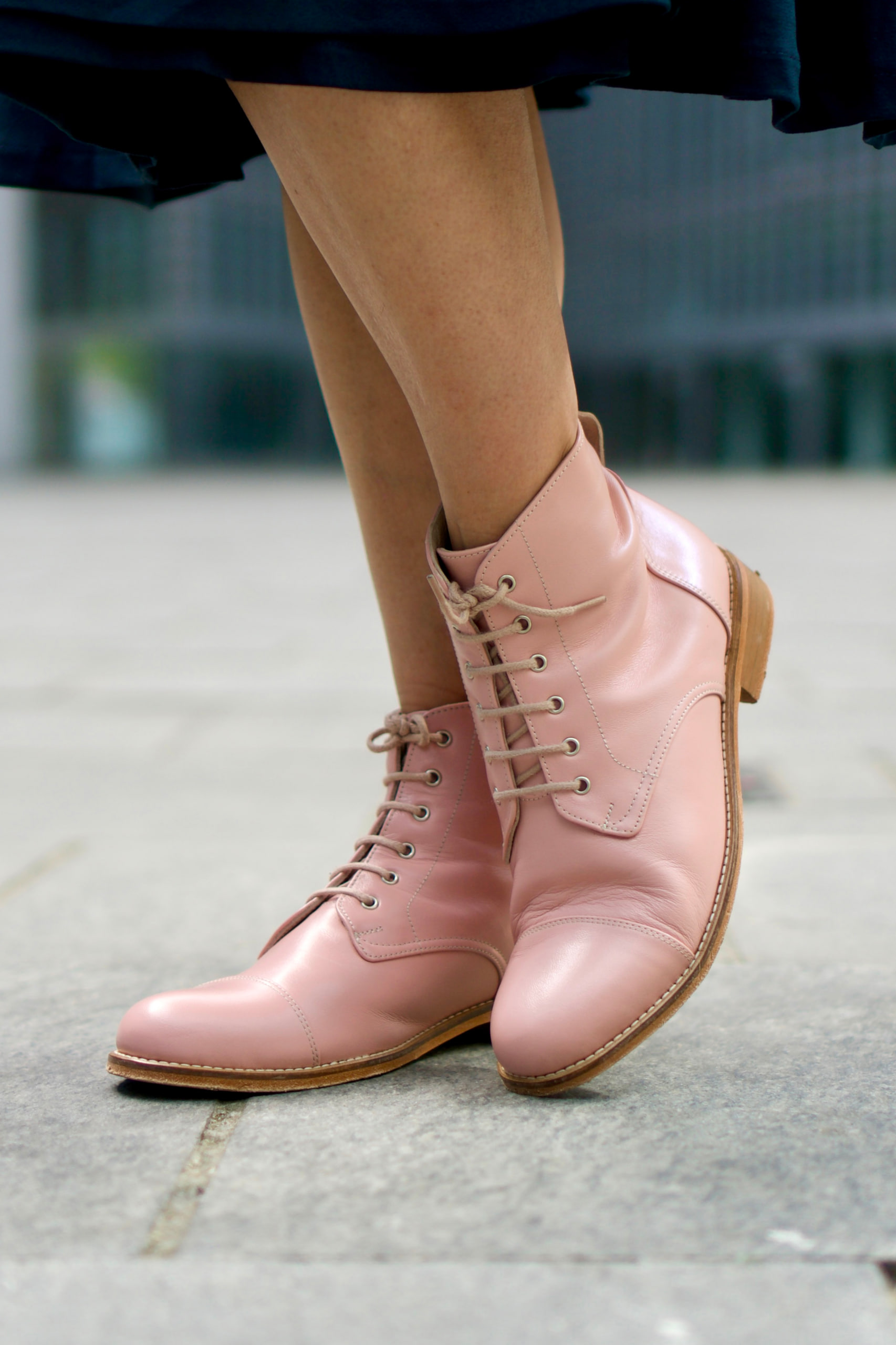 Derby Boot Pink Leather