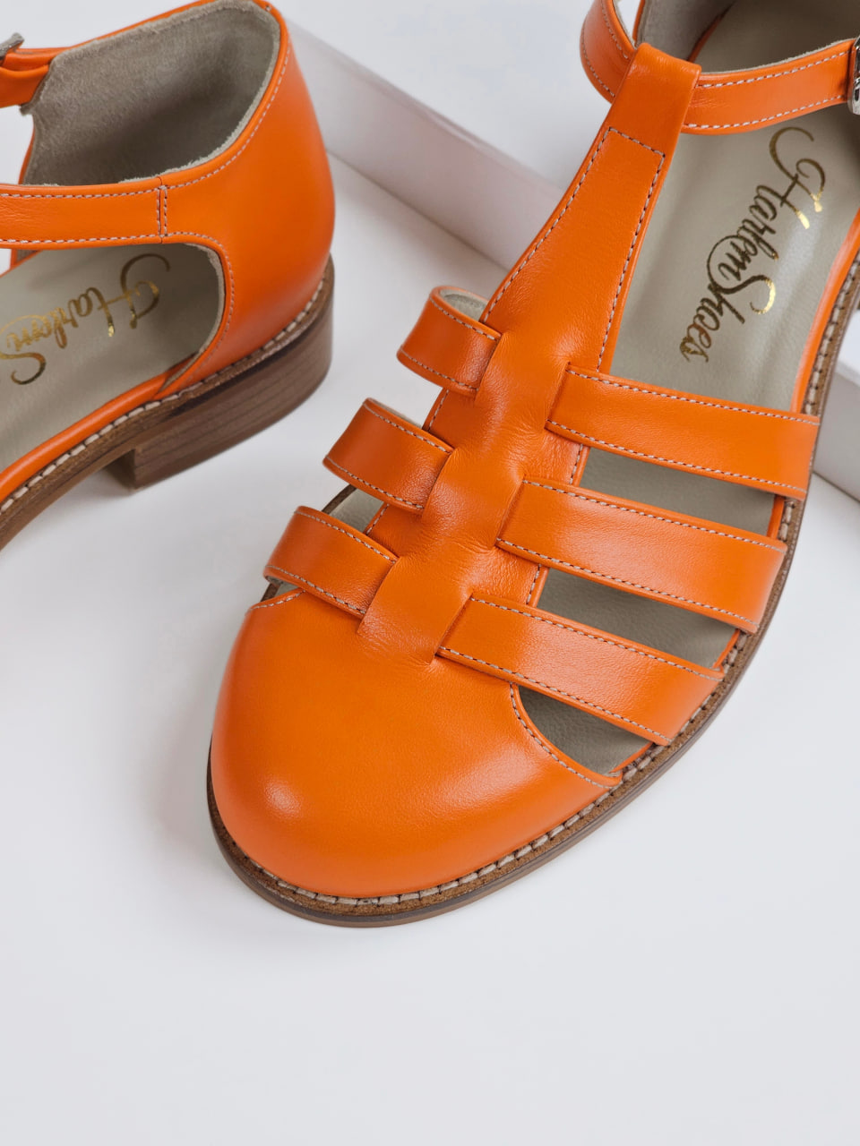 Sandals Orange Leather 2 cm heel