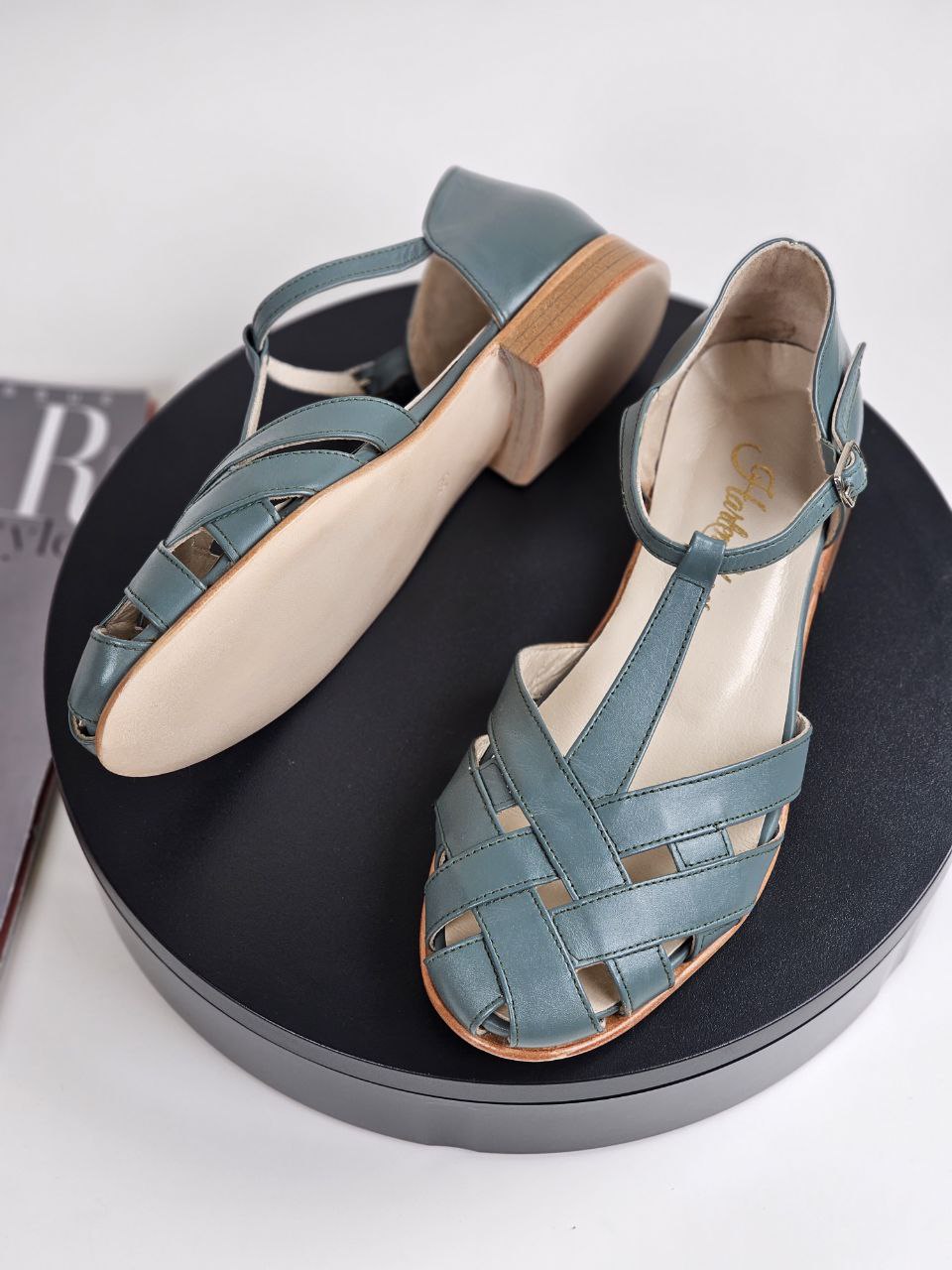 Summer Teal Green Leather 1.5 cm heel