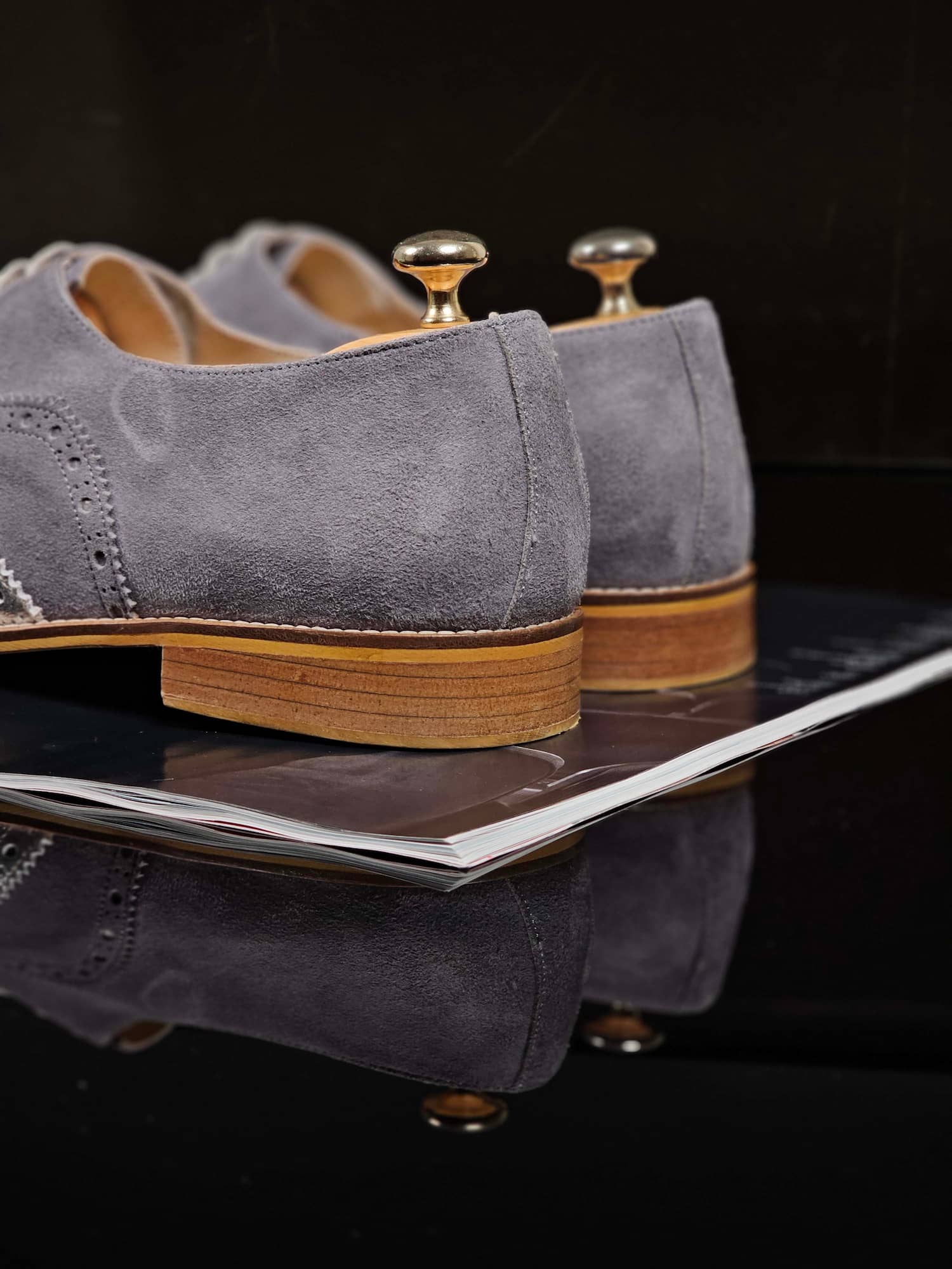 Brogue Grey Suede & Silver Leather 2cm heel