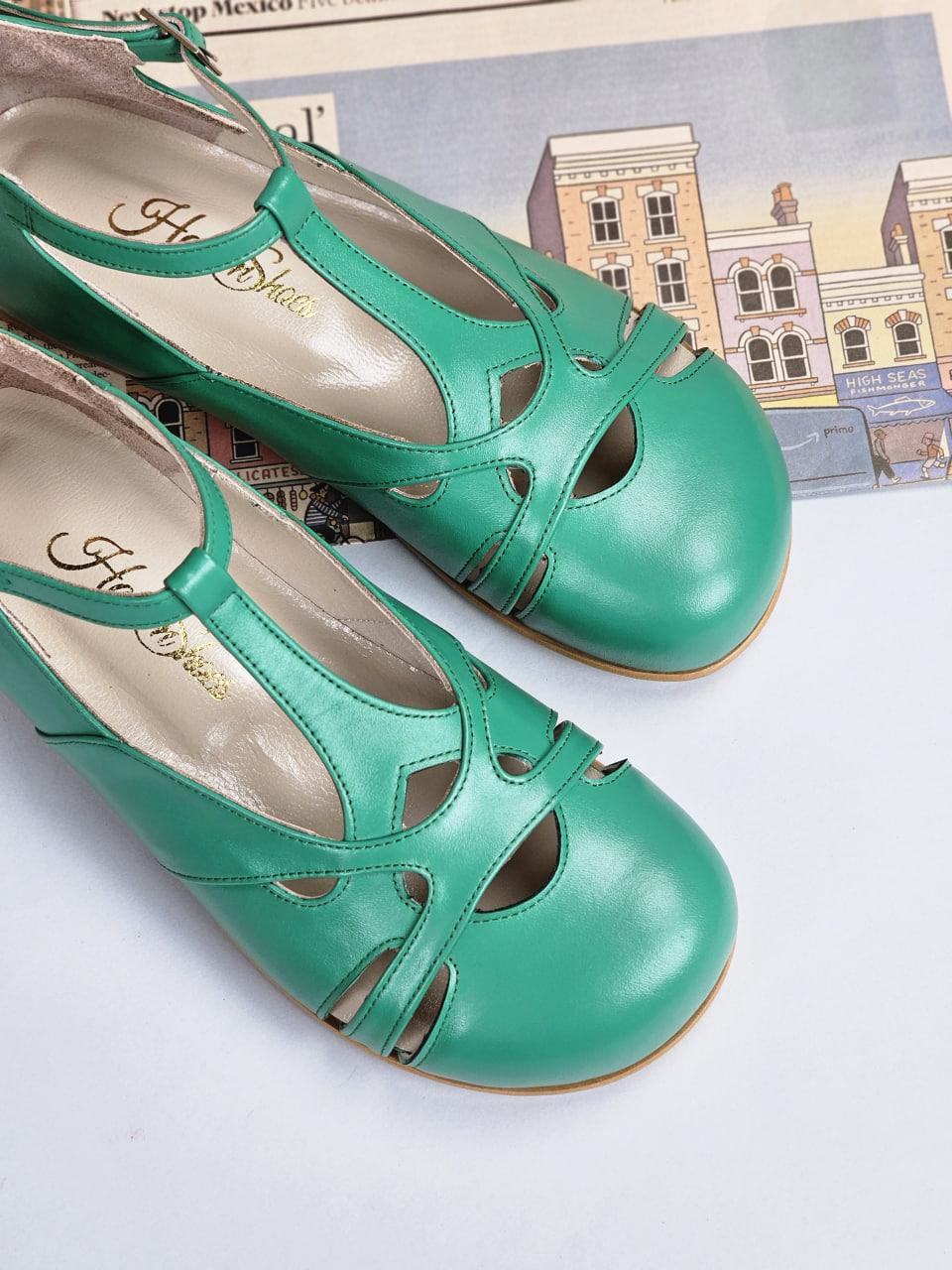 Barefoot Spring Apple Green Leather 0.5 cm heel